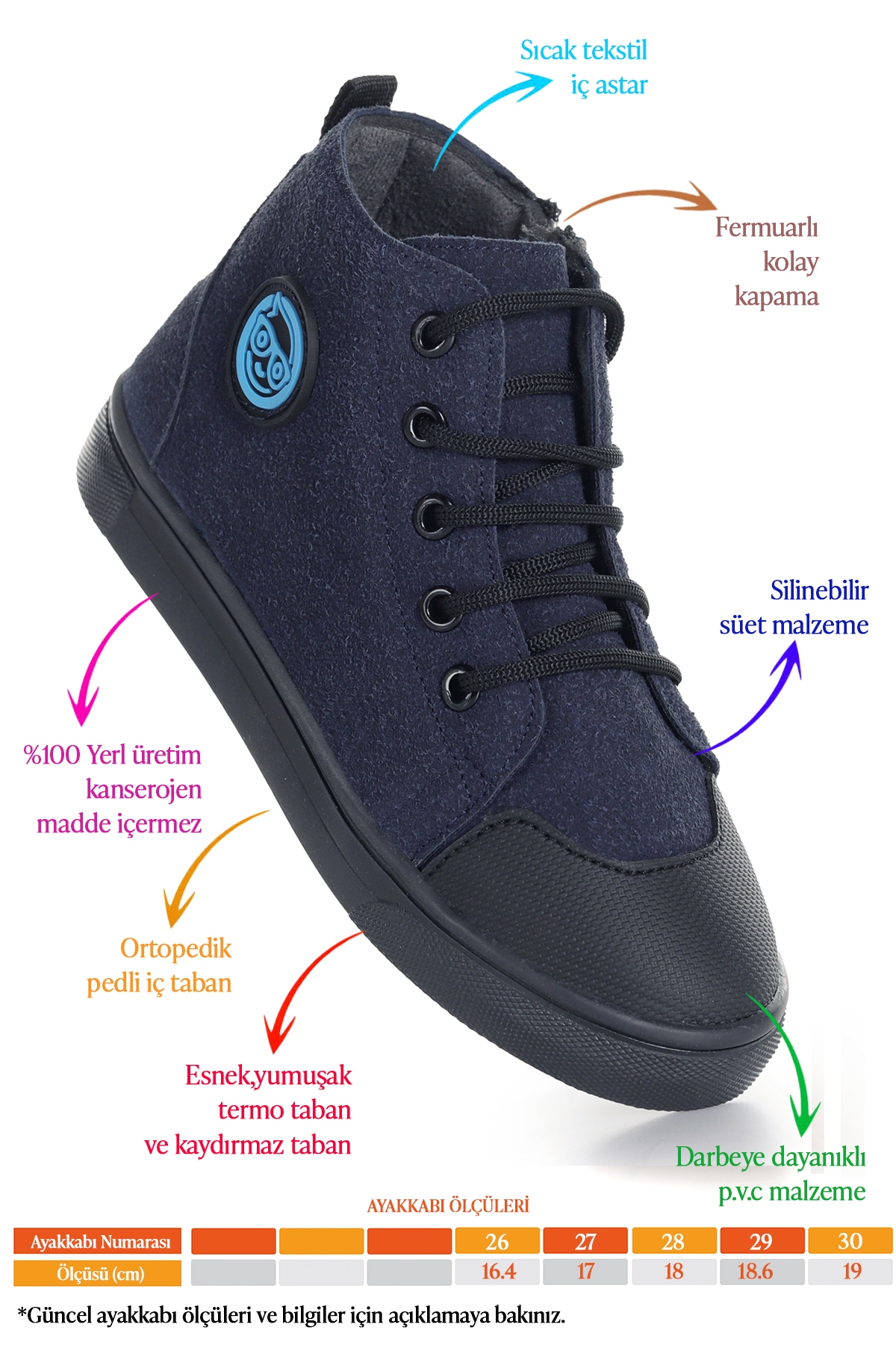 Kai Fermuarlı Erkek Çocuk Günlük Bot Ayakkabı Lacivert - Görsel 3