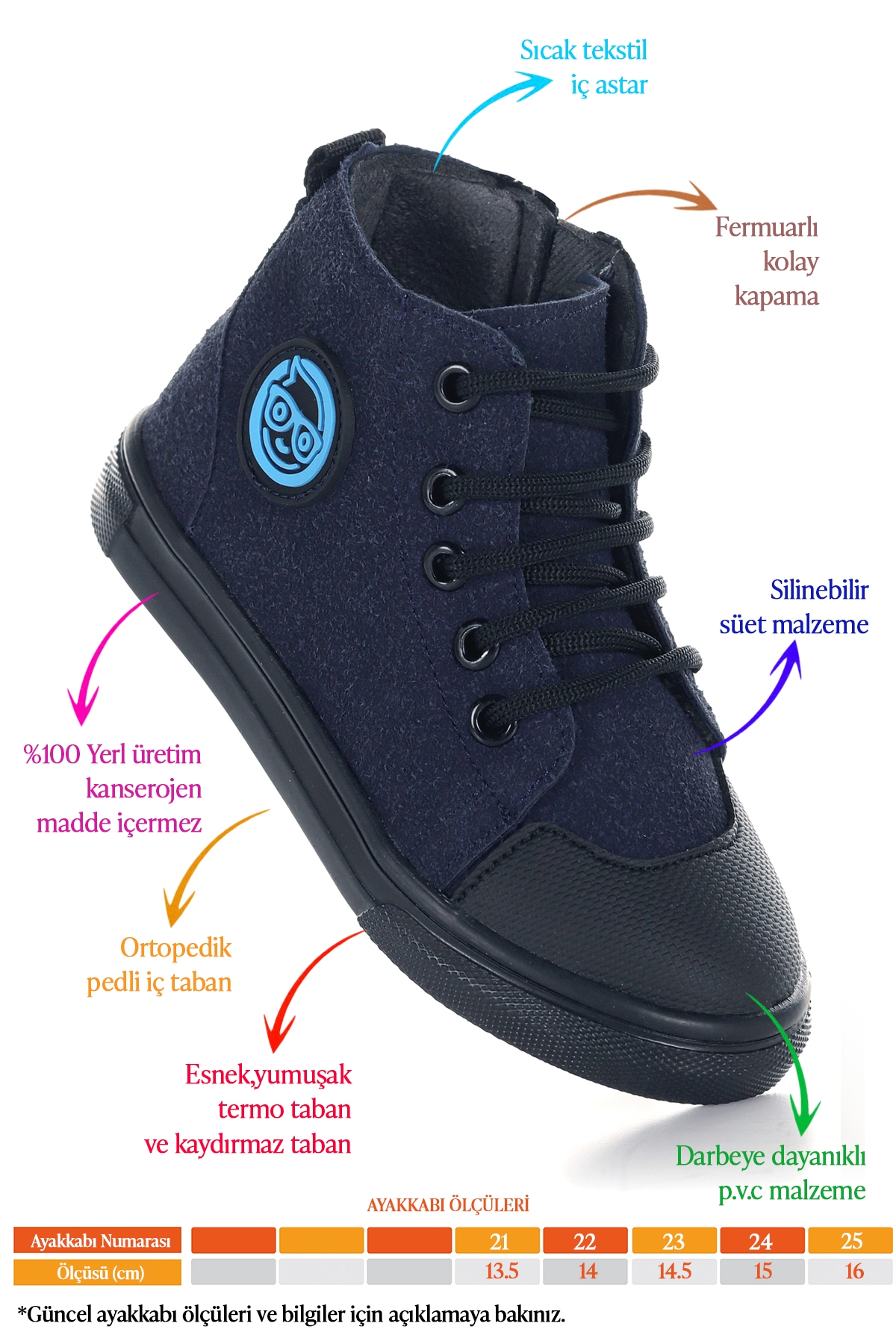 Kai Fermuarlı Erkek Bebek Günlük Bot Ayakkabı Lacivert - Görsel 3