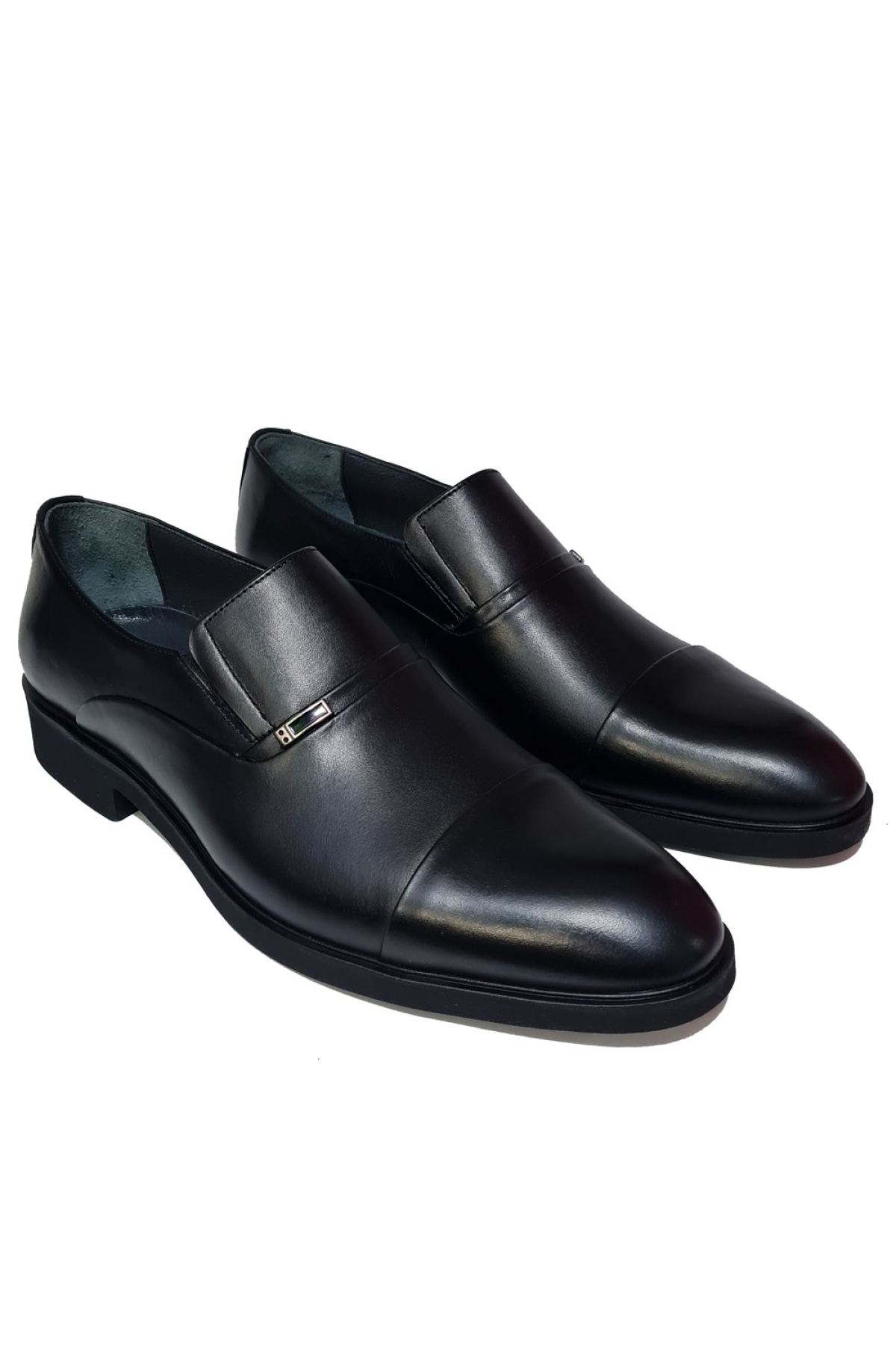 Bağsız Metal Aksesuarlı Kat Kat Deri Model Kauçuk Taban Kundura BC-392-SK - Görsel 4