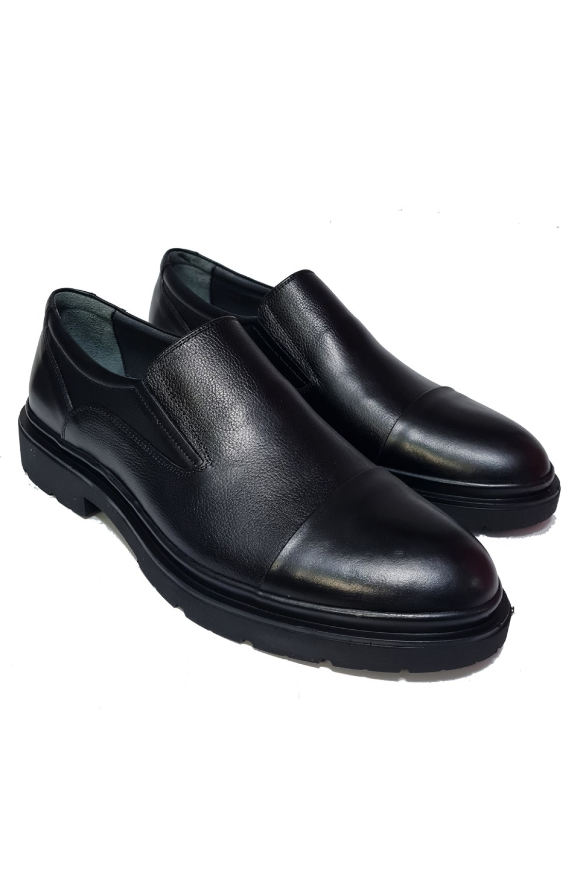 Bağsız Burun Kısmı Kat Deri Model Kalın Poli Taban Kundura BC-916-KP - Görsel 4