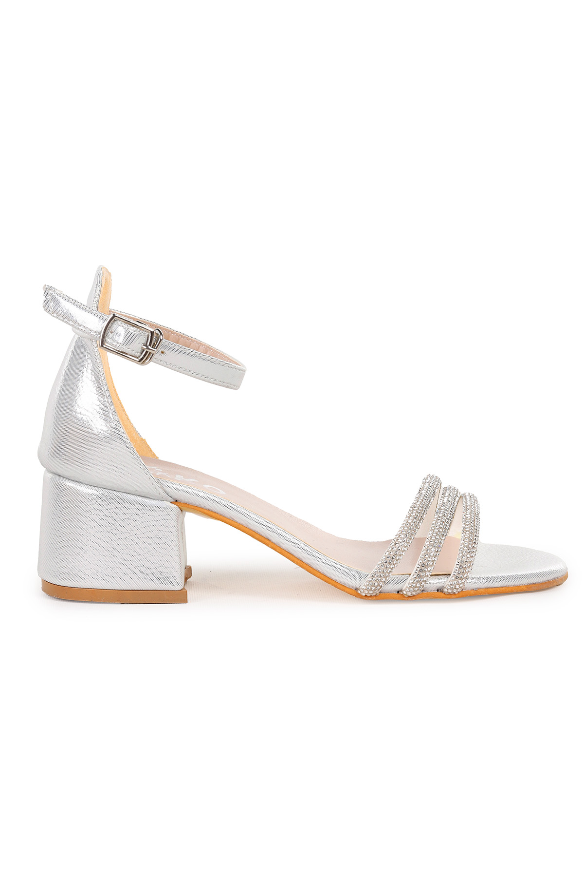 Nobe Günlük Kız Çocuk 4 Cm Topuklu Sandalet Ayakkabı Gümüş - Görsel 4