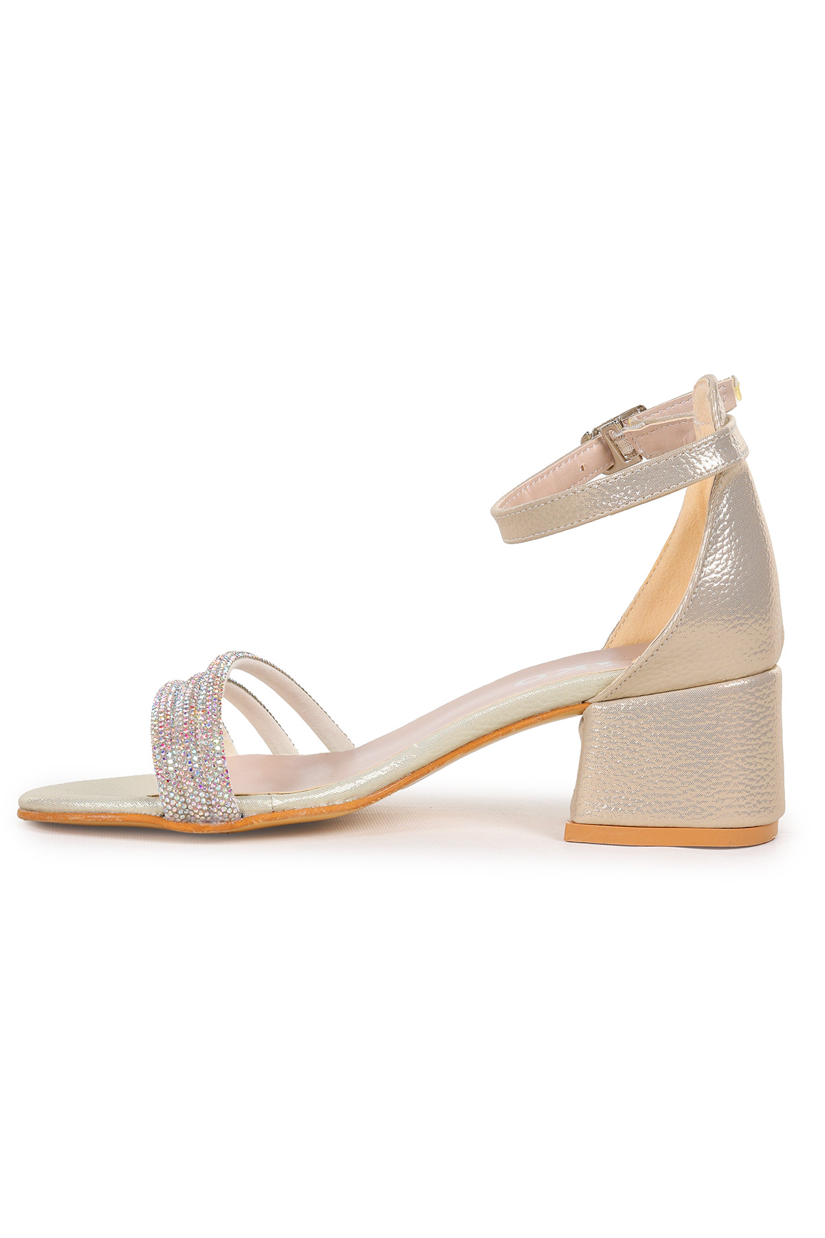 Nobe Günlük Kız Çocuk 4 Cm Topuklu Sandalet Ayakkabı Altın - Görsel 5