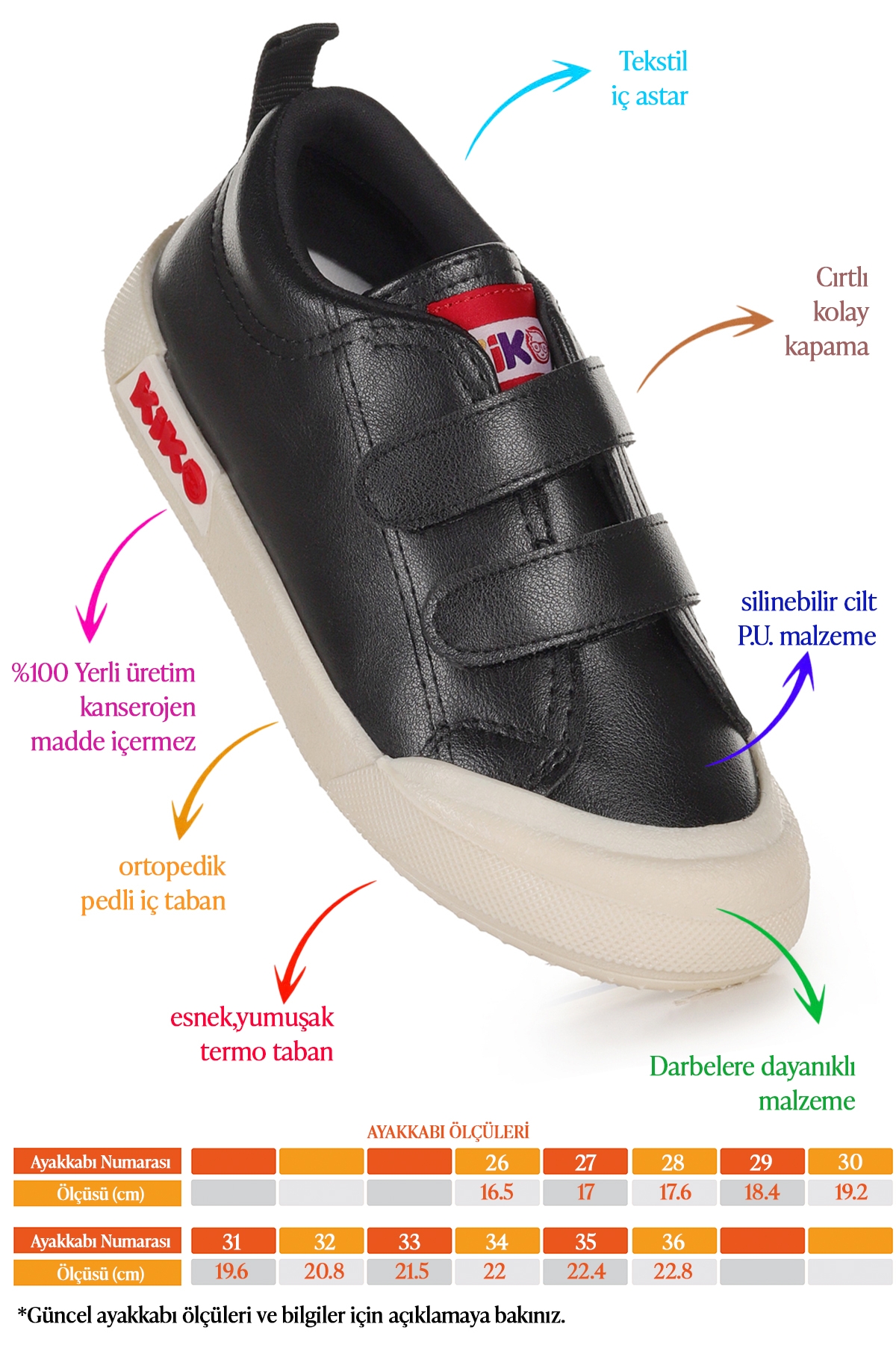 Kiko Kids Kiko Kids Suba Cırtlı Termo Taban Erkek Çocuk Günlük Spor Ayakkabı Siyah Sneaker | Flo Siyah - 3. görsel