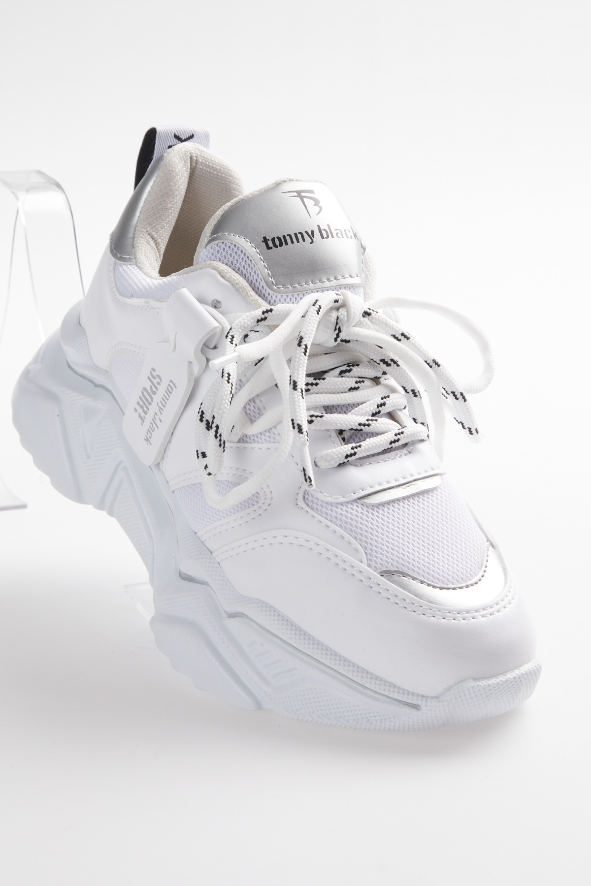 Tonny Black Kadın Beyaz Rahat Kalıp Yüksek Taban Çift Bağcıklı Spor Ayakkabı - Görsel 2