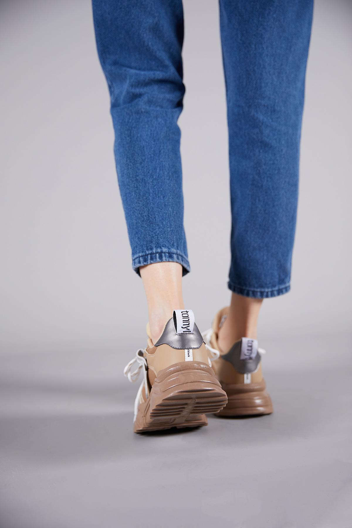 Kadın Toprak Rahat Kalıp Yüksek Taban Çift Bağcıklı Spor Ayakkabı - Görsel 4