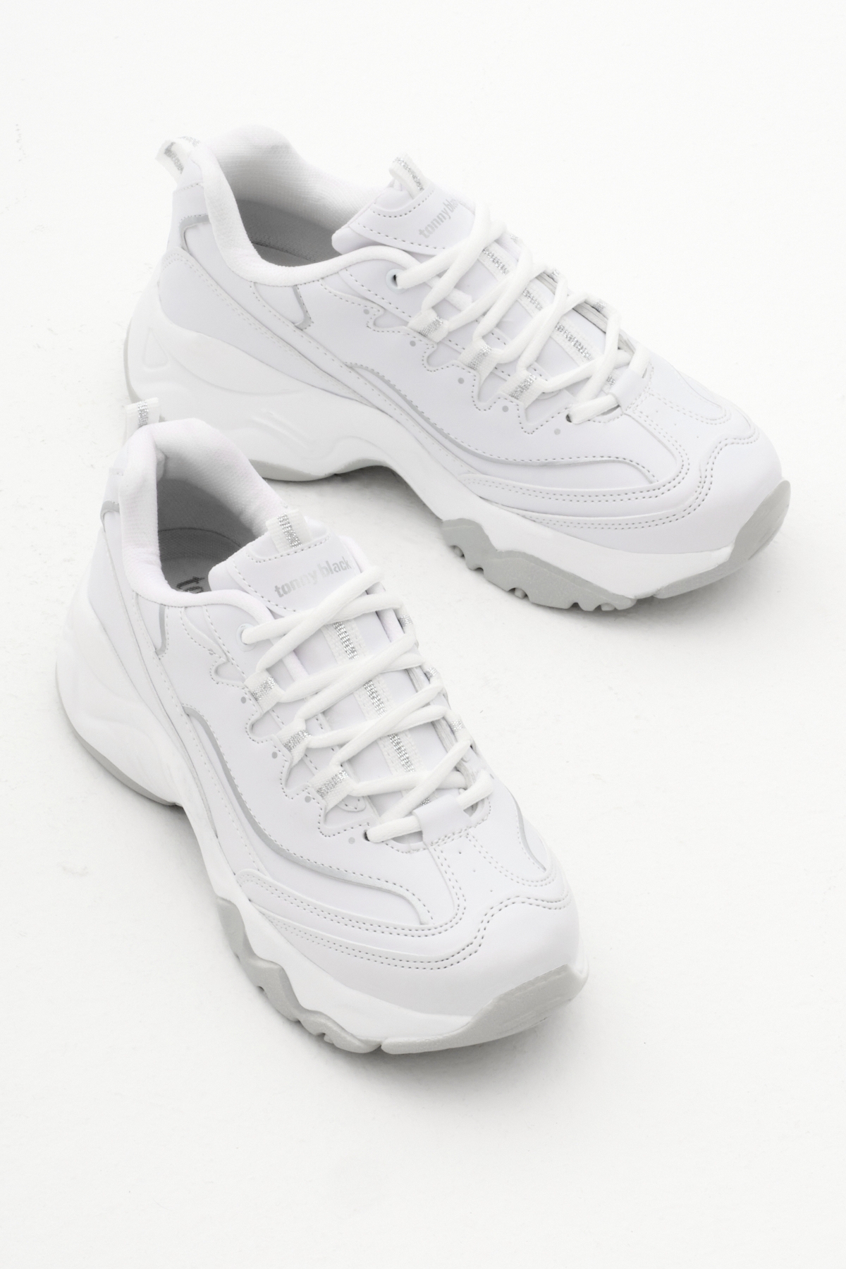 Tonny Black Beyaz Tonny Black Rahat Kalip Kadın Yüksek Taban Bağcıklı Spor Ayakkabı