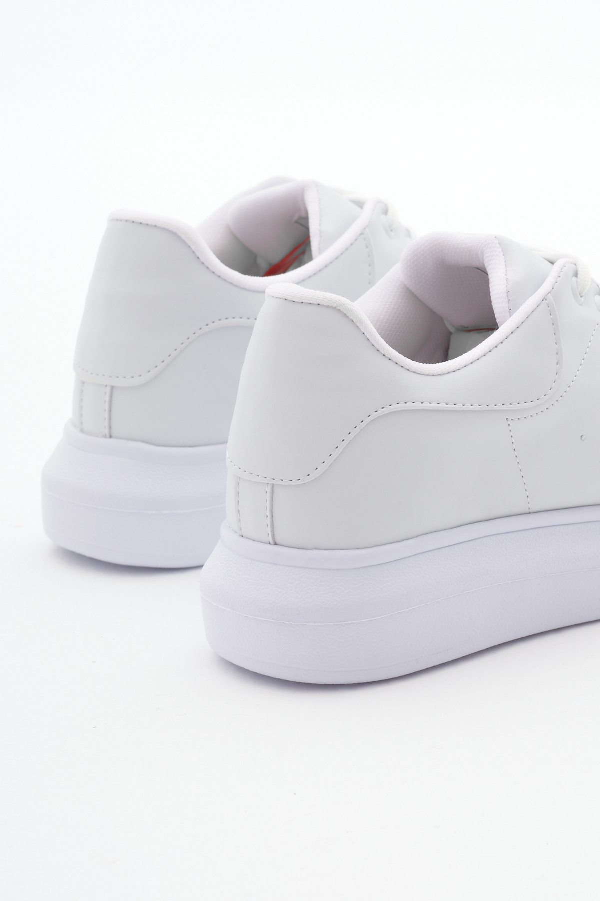 Unisex Beyaz Rahat Kalıp Yüksek Taban Bağcıklı Spor Ayakkabı - Görsel 6