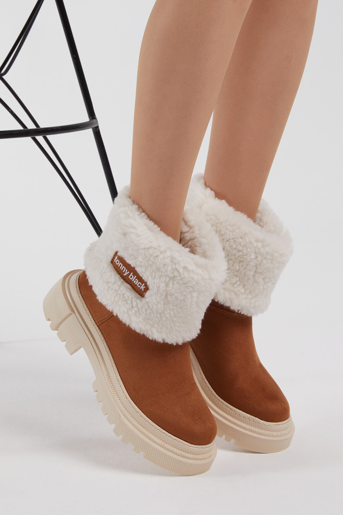 Kadın Taba Süet Rahat Kalıp Kalın Taban Kürklü Bot - Görsel 5