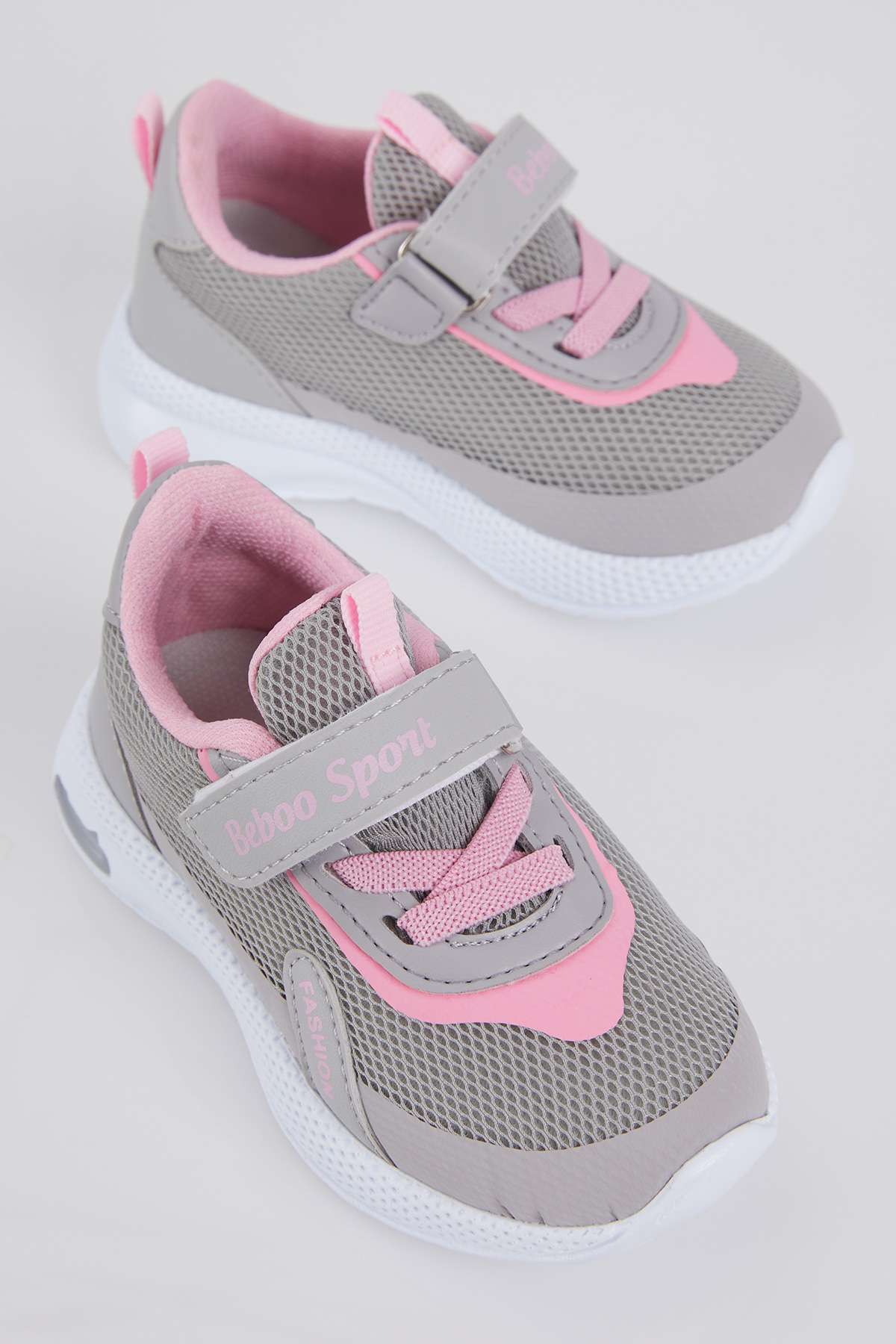 Çocuk Unisex Buz Pembe Nefes Alabilen Kumaş Cırtlı Spor Ayakkabı - Görsel 2