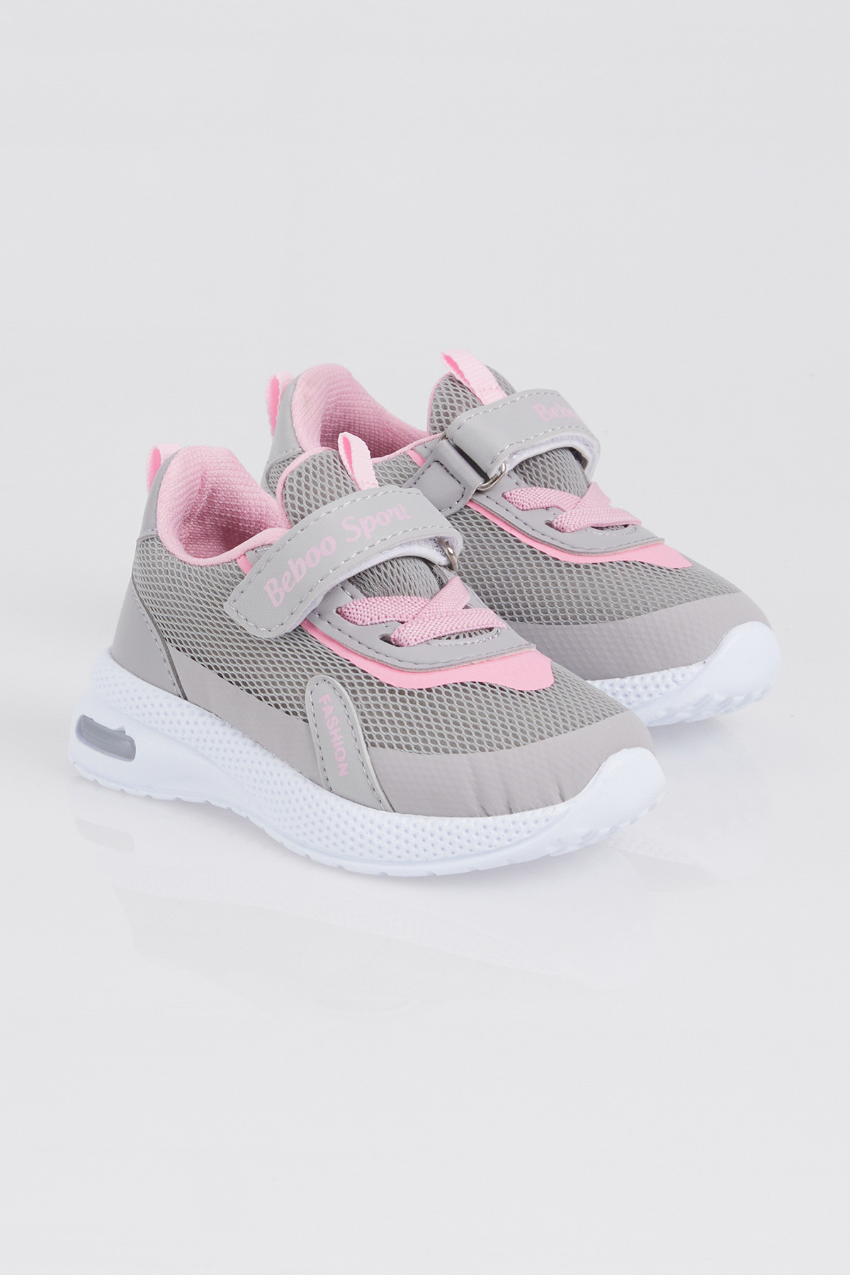 Çocuk Unisex Buz Pembe Nefes Alabilen Kumaş Cırtlı Spor Ayakkabı - Görsel 3