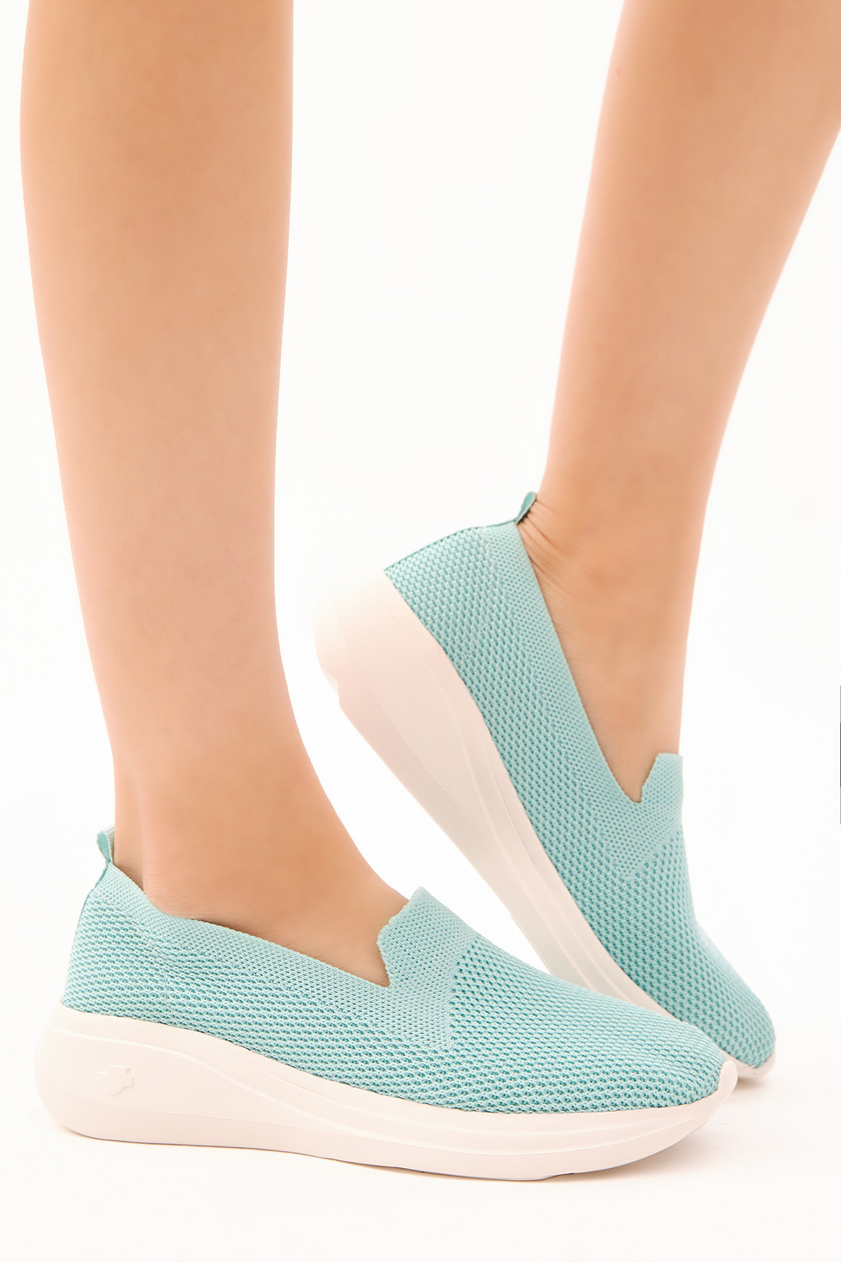 Kadın Turkuaz Rahat Kalıp Triko Sneaker - Görsel 2