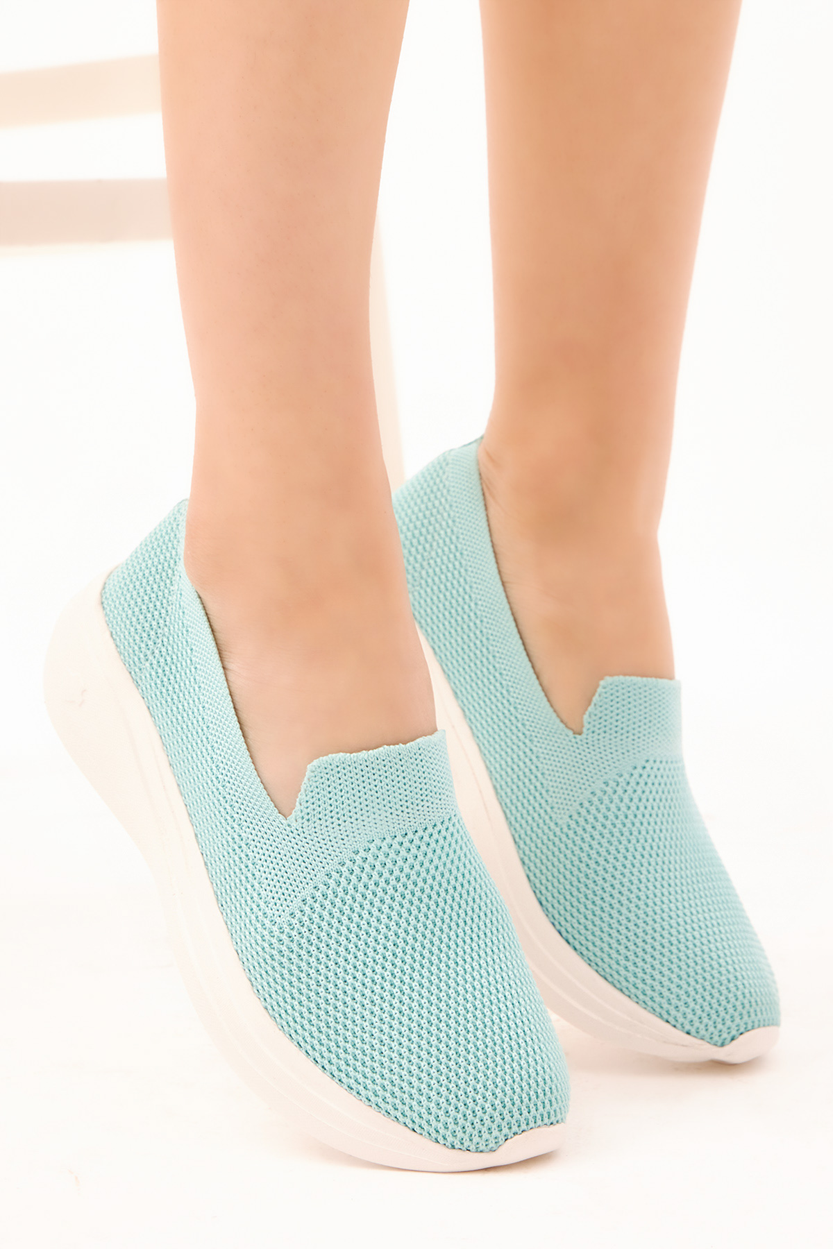 Kadın Turkuaz Rahat Kalıp Triko Sneaker - Görsel 3