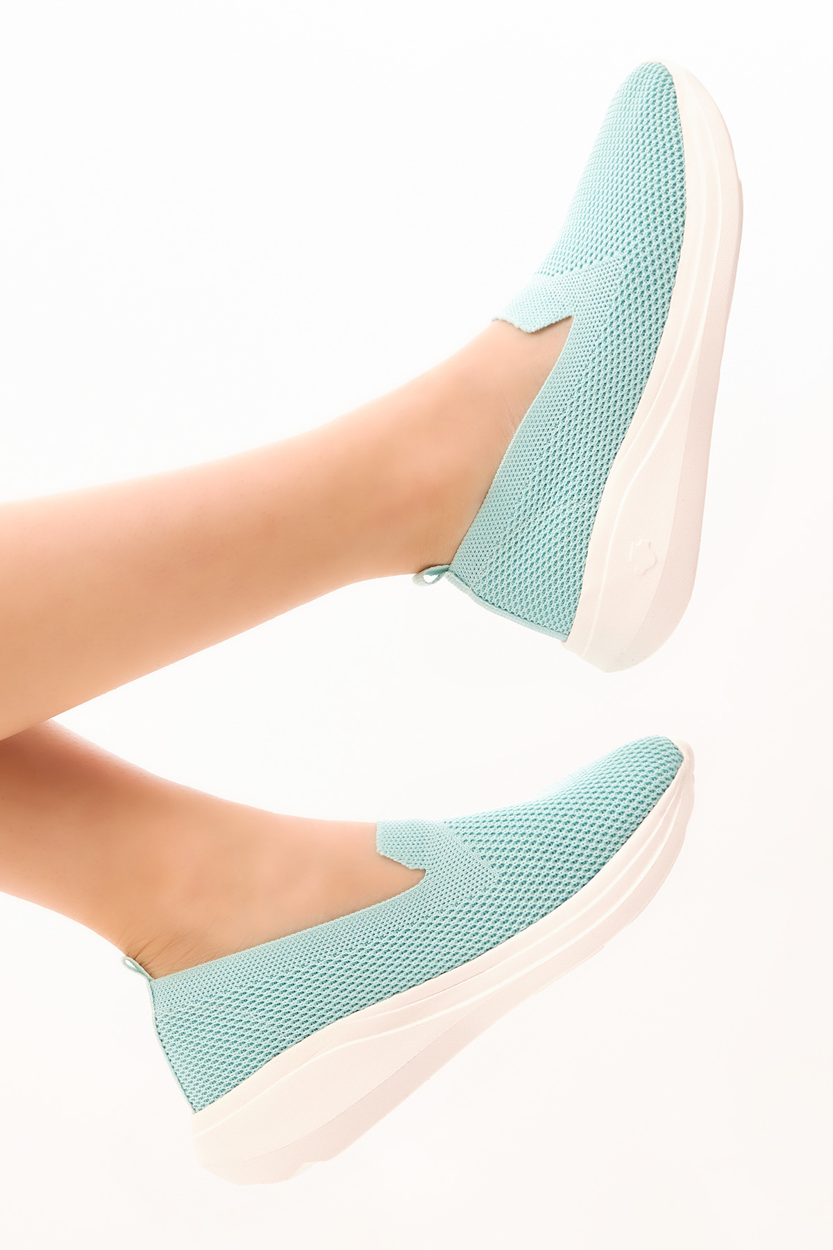 Kadın Turkuaz Rahat Kalıp Triko Sneaker - Görsel 4