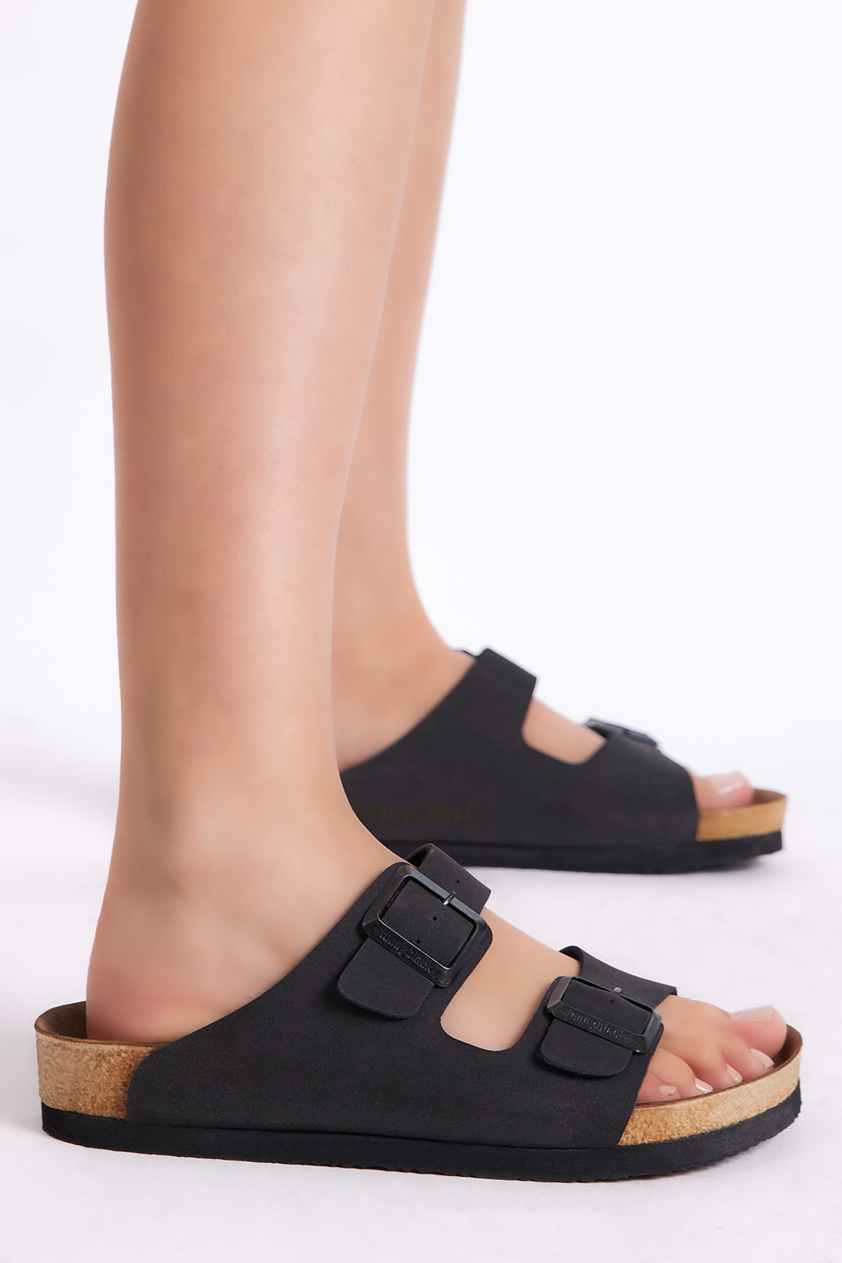 Tonny Black Tonny Black Unisex Siyah Rahat Kalıp Poli Taban Çift Tokalı Nubuk Terlik Sandalet & Terlik | Flo Siyah - 2. görsel