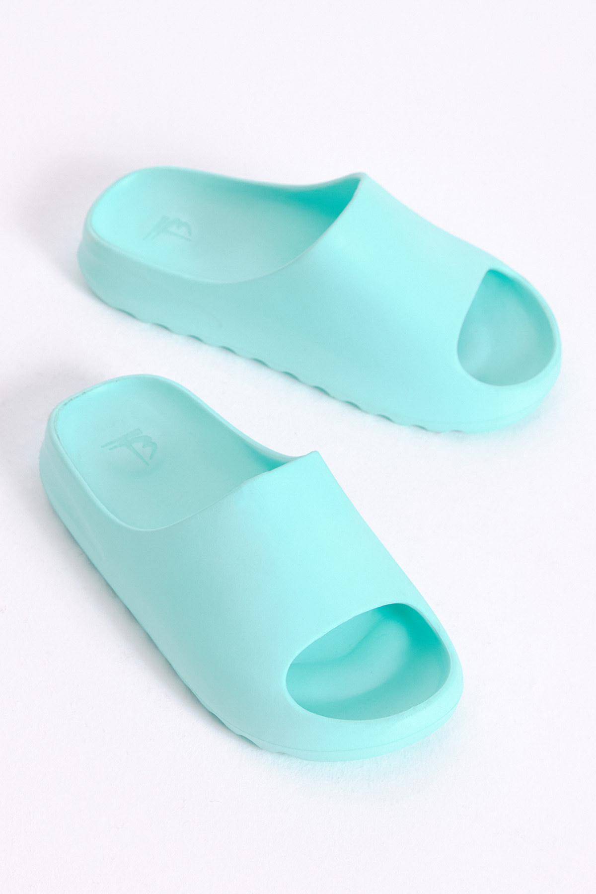 Unisex Su Yeşili Rahat Kalıp Düz Model Önü Açık Eva Terlik - Görsel 2