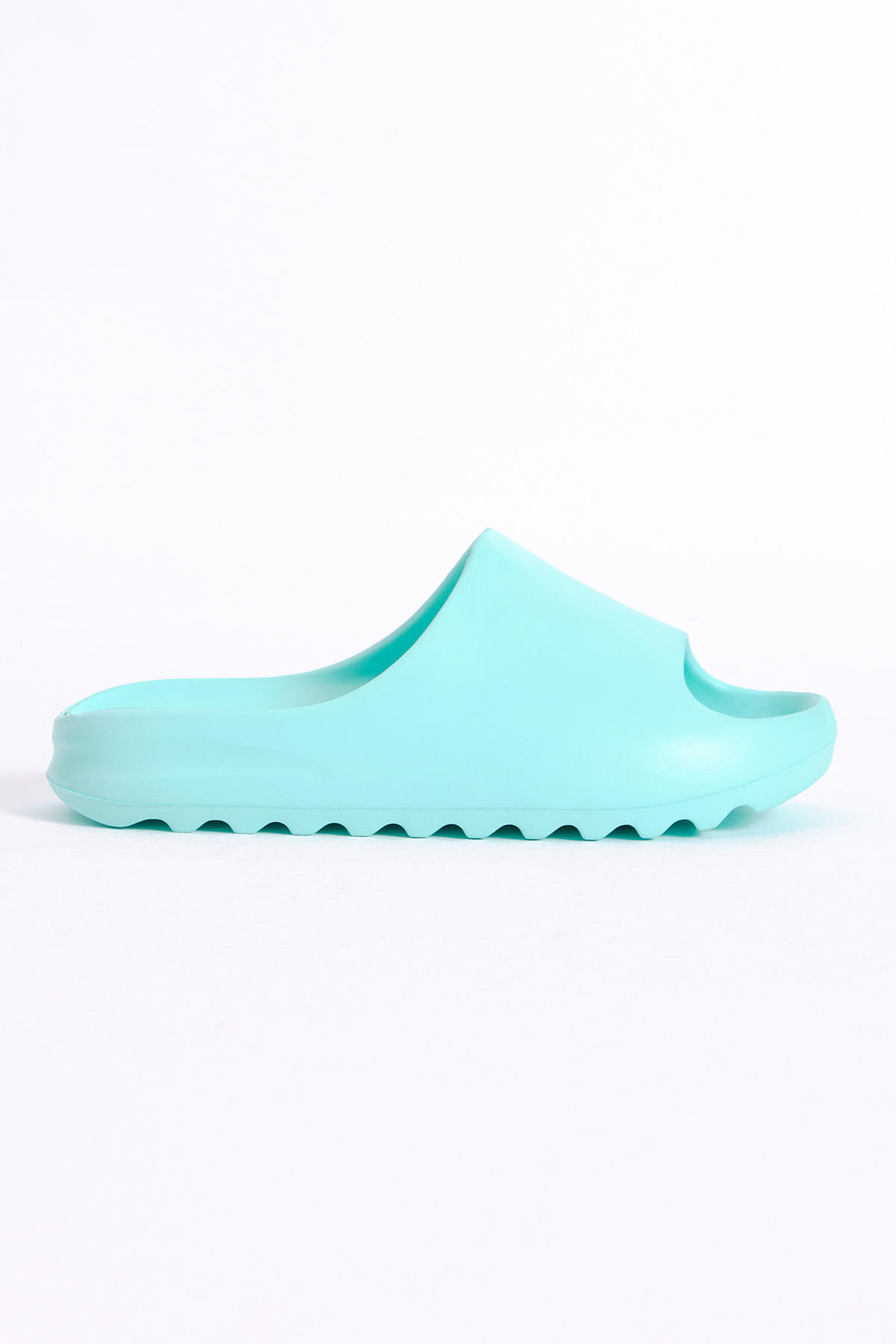 Unisex Su Yeşili Rahat Kalıp Düz Model Önü Açık Eva Terlik - Görsel 3