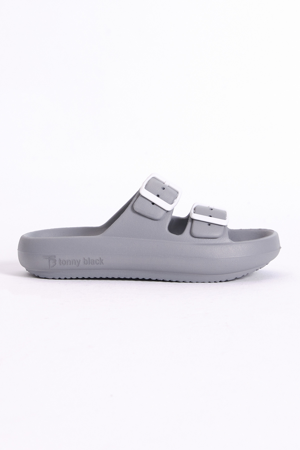 Kadın Gri Rahat Kalıp Tokalı Yüksek Taban Eva Terlik - Görsel 2