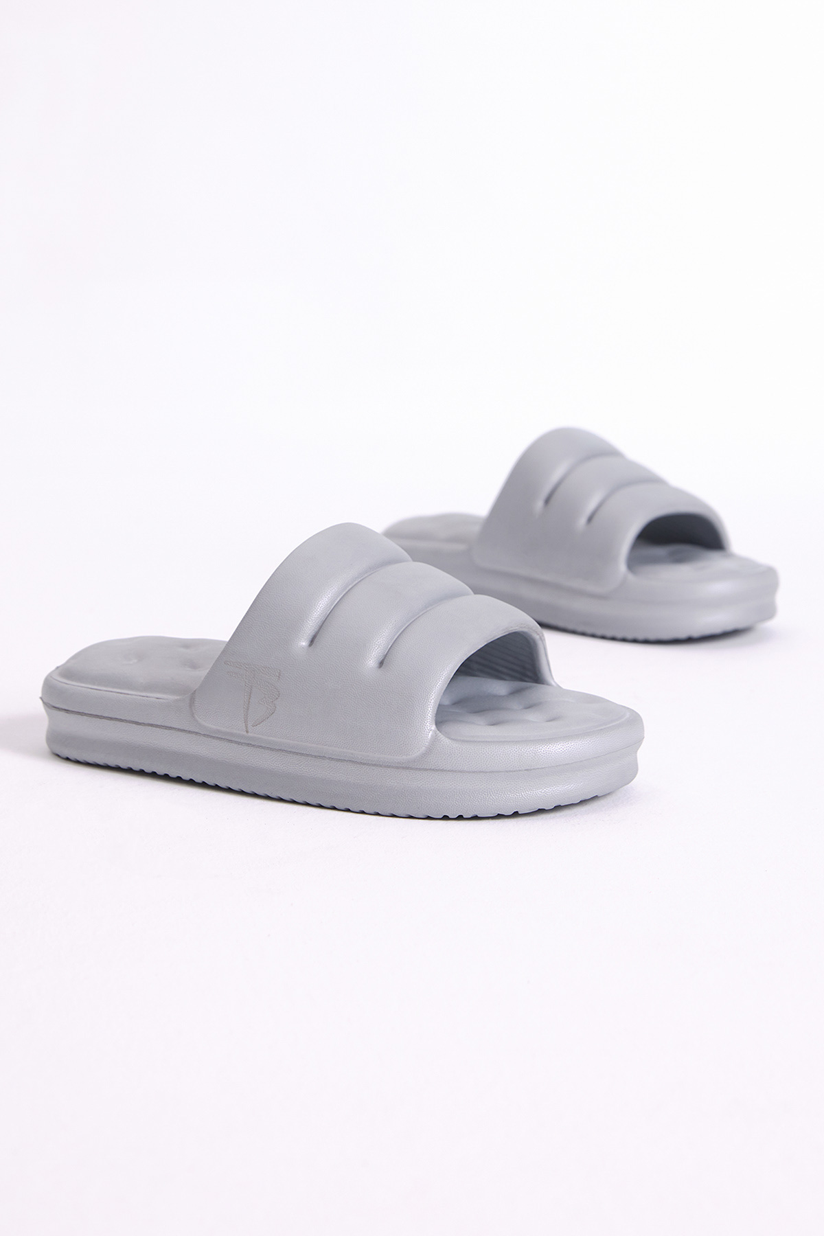 Kadın Gri Rahat Kalıp Dilimli Model Önü Açık Eva Terlik - Görsel 4