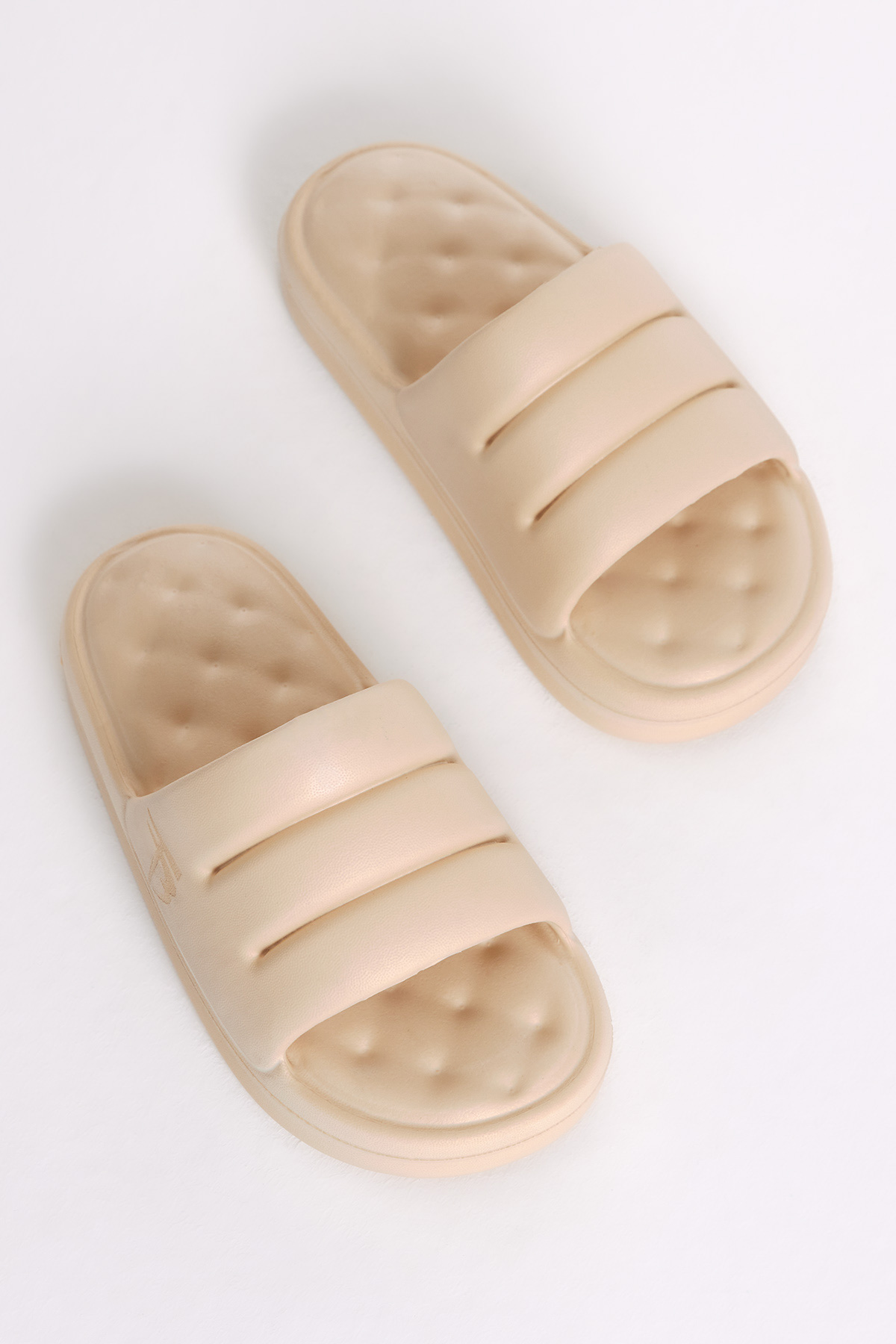 Kadın Krem Rahat Kalıp Dilimli Model Önü Açık Eva Terlik - Görsel 4