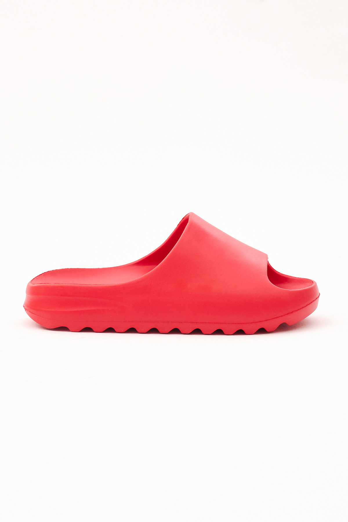 Unisex Kırmızı Rahat Kalıp Düz Model Önü Açık Eva Terlik - Görsel 2