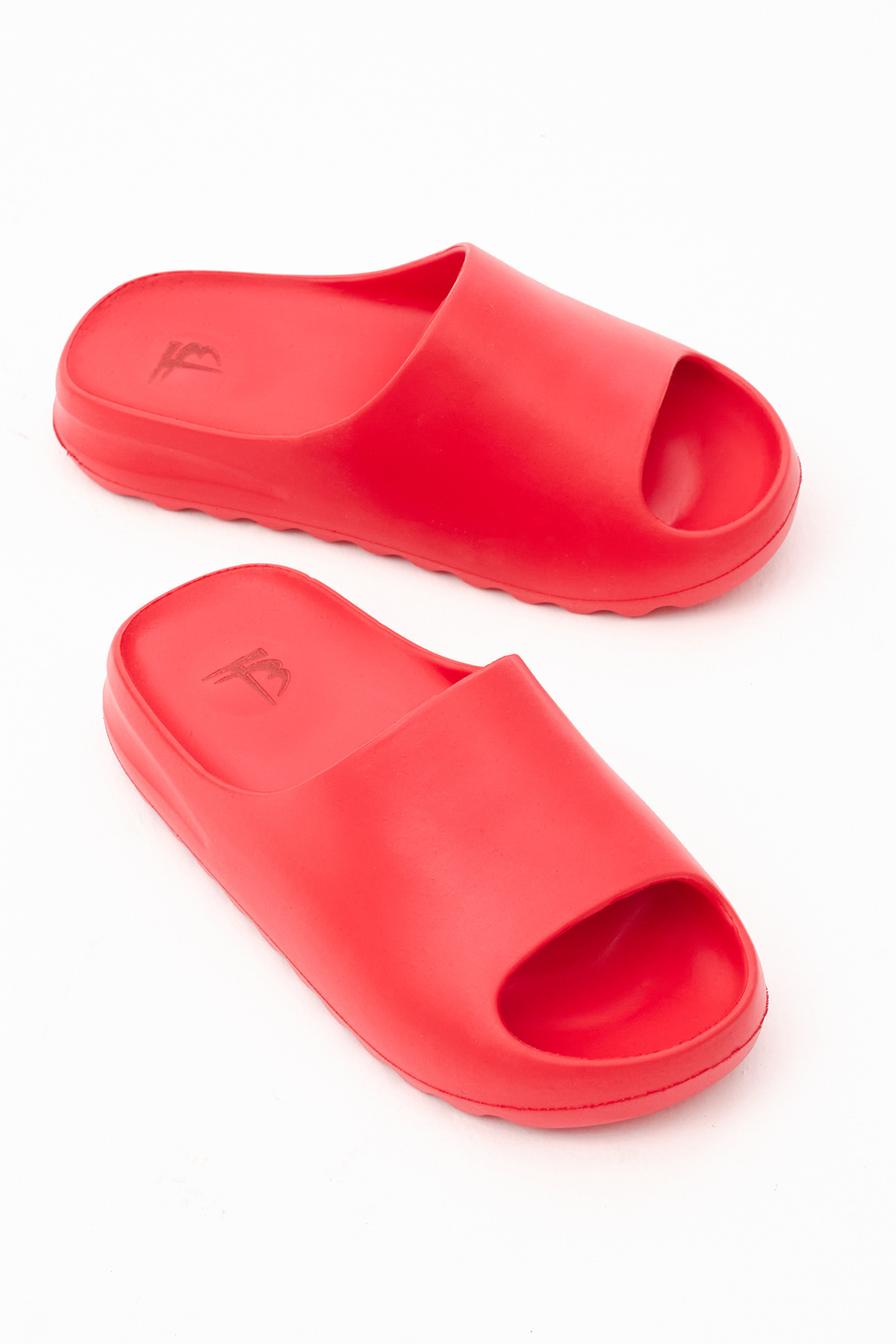 Unisex Kırmızı Rahat Kalıp Düz Model Önü Açık Eva Terlik - Görsel 4