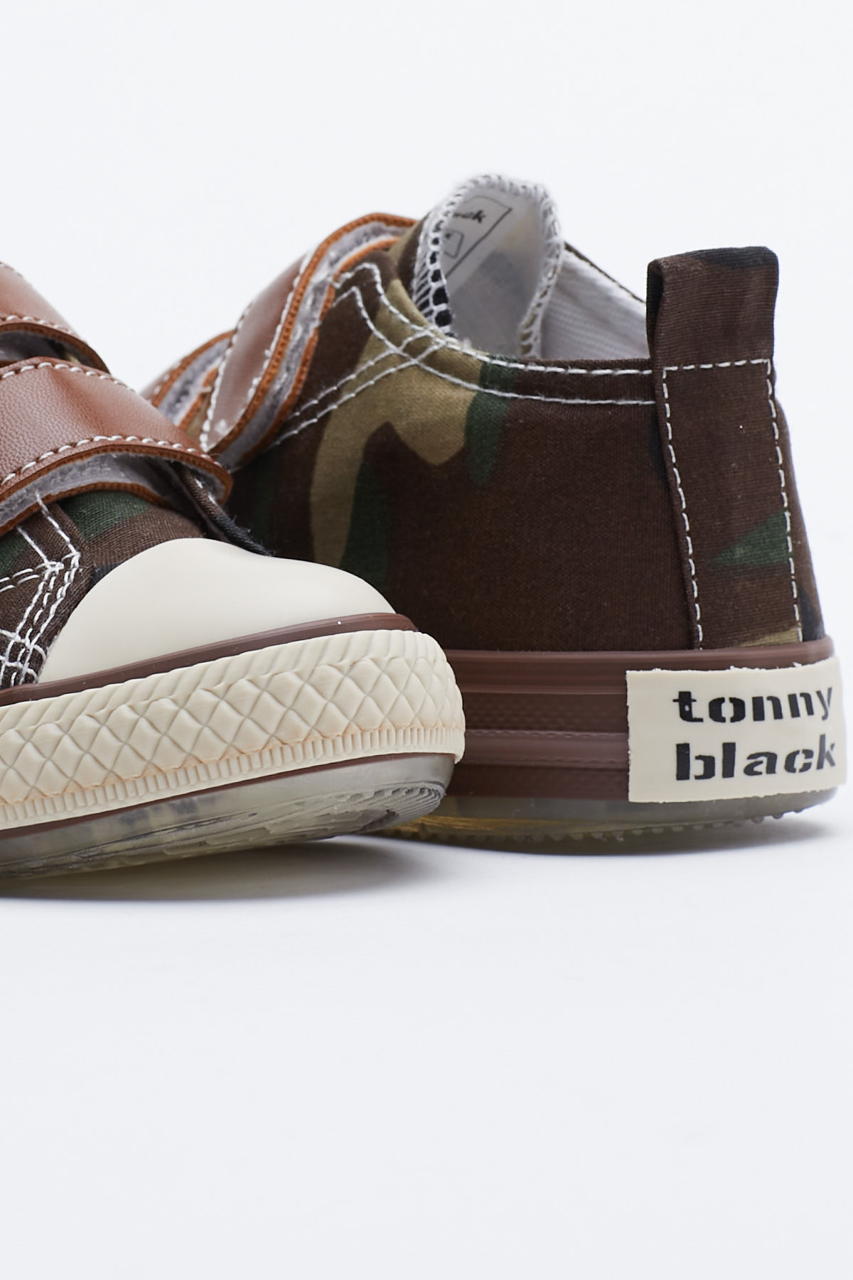 Çocuk Unisex Haki Kamuflaj Rahat Kalıp Işıklı Cırtlı Spor Ayakkabı - Görsel 3