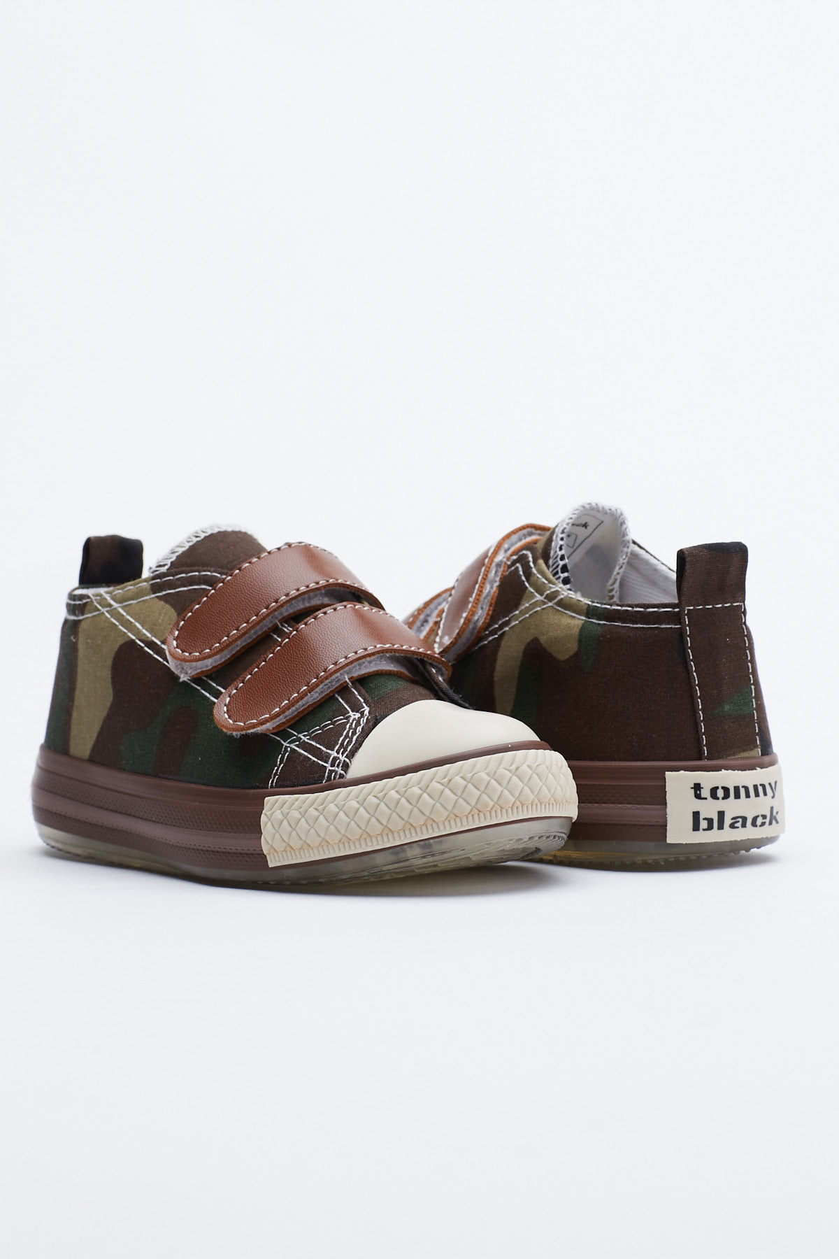 Çocuk Unisex Haki Kamuflaj Rahat Kalıp Işıklı Cırtlı Spor Ayakkabı - Görsel 4