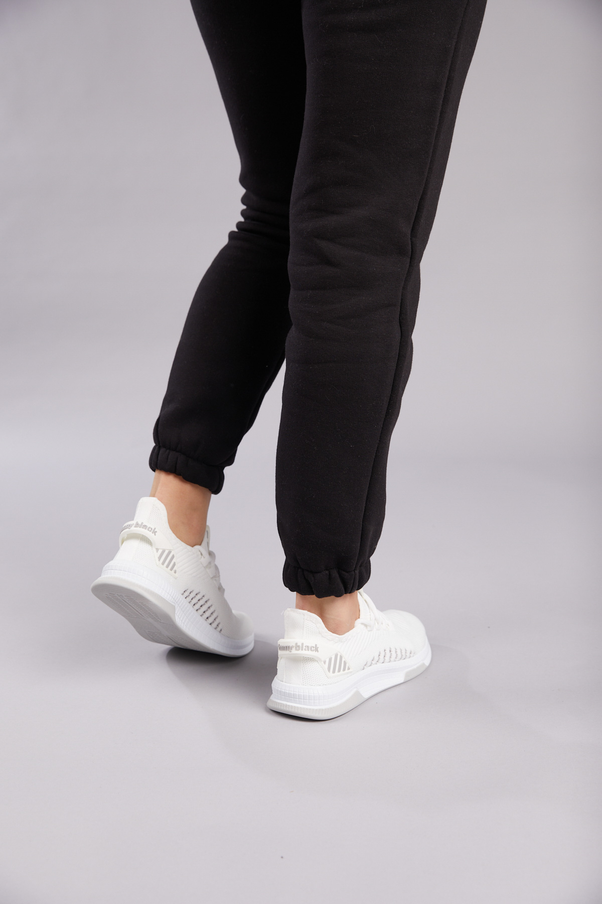 Unisex Beyaz Gri Poli Taban Tekstil Kumaş Bağcıklı Spor Ayakkabı - Görsel 5