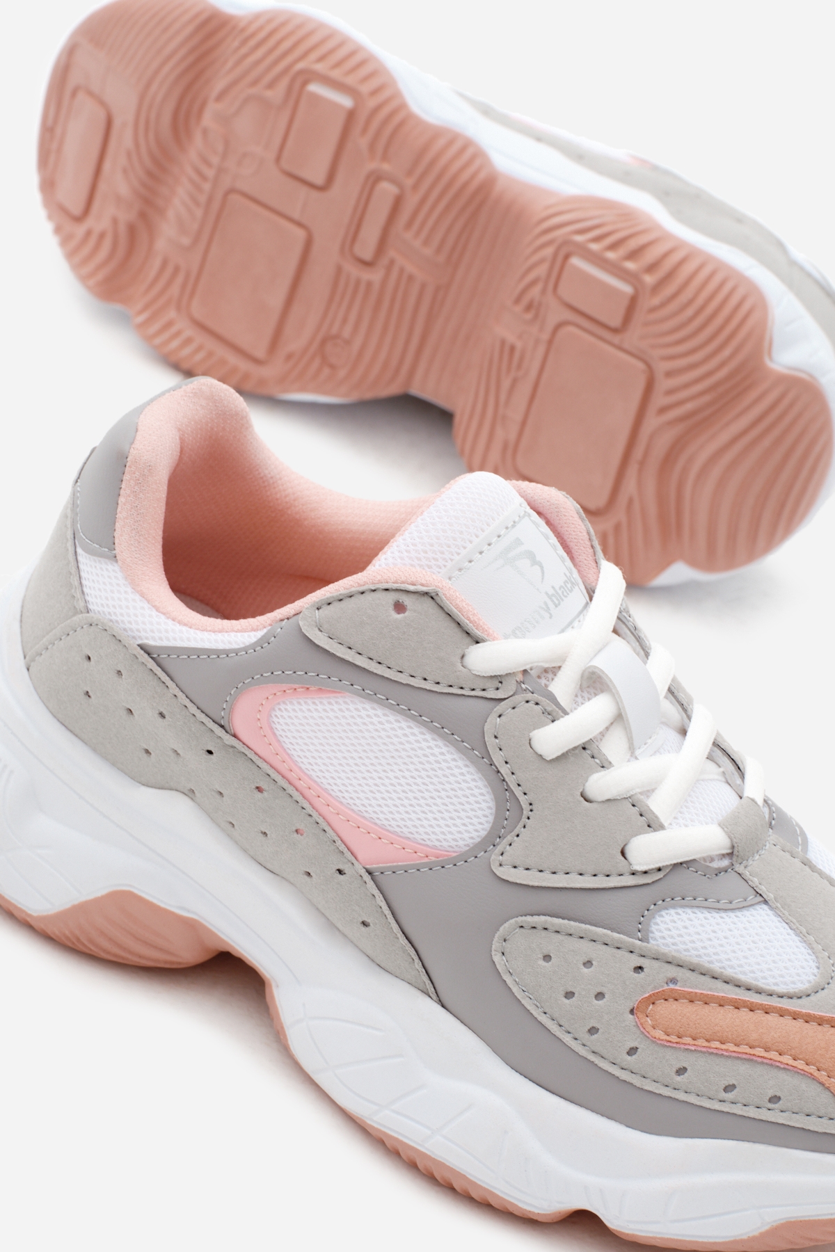 Kadın Buz Pudra Rahat Kalıp Yüksek Taban Bağcıklı Spor Ayakkabı - Görsel 5
