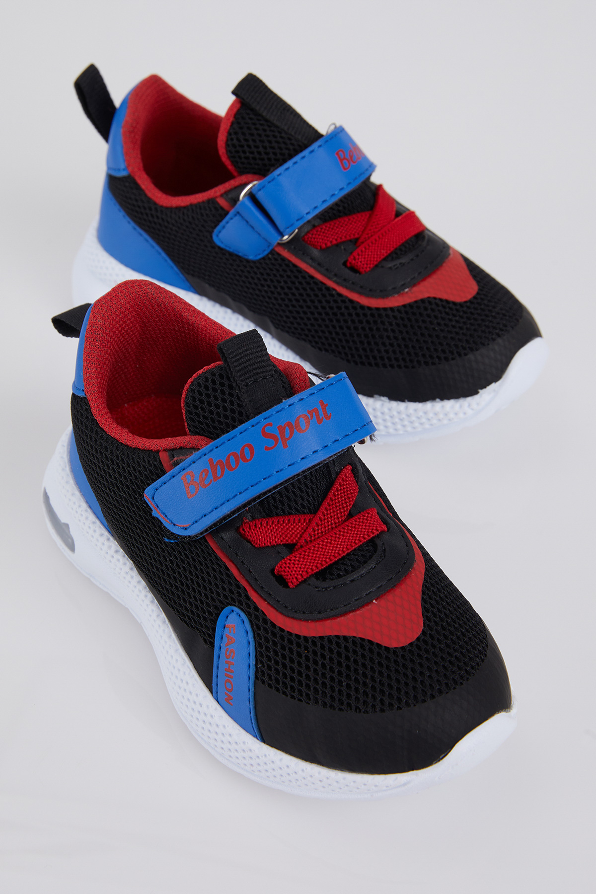 Çocuk Unisex Siyah Sax Nefes Alabilen Kumaş Cırtlı Spor Ayakkabı - Görsel 2