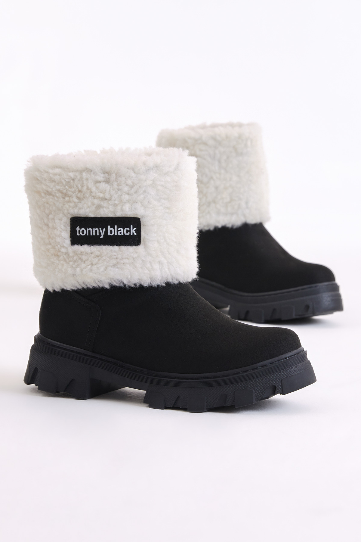 Kız Çocuk Siyah Süet İçi Kürklü Bot - Görsel 4