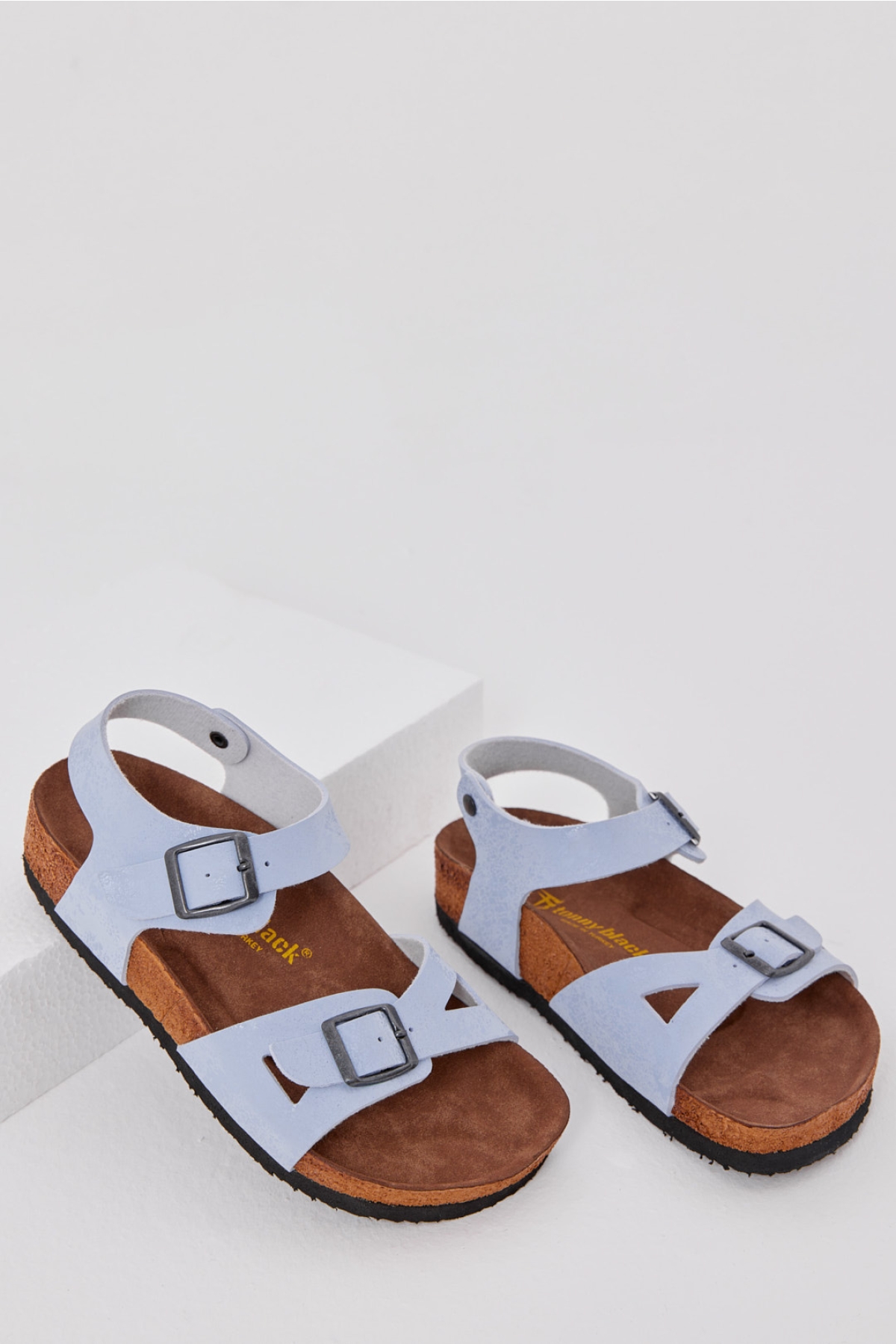 Çocuk Unisex Bebe Mavisi Rahat Kalıp Poli Taban Çift Tokalı Nubuk Sandalet - Görsel 4