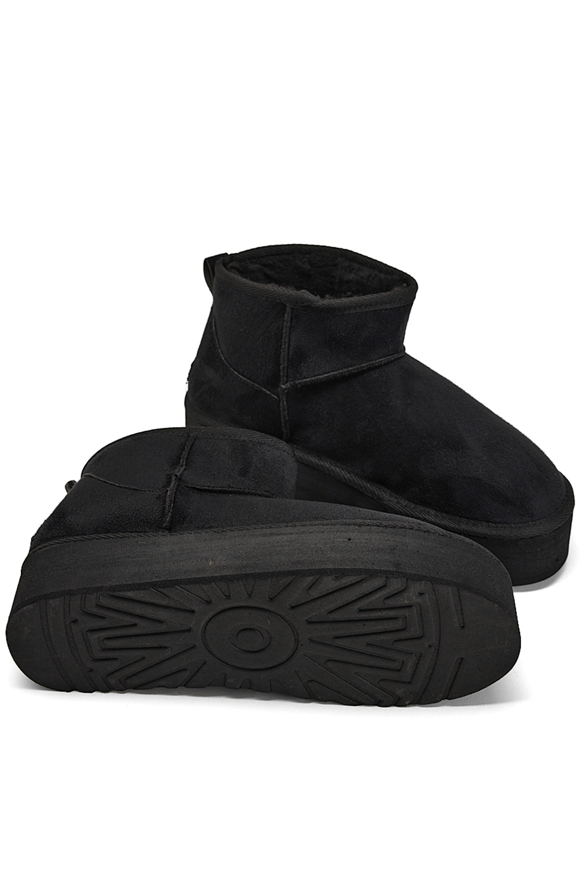 Kadın Siyah Süet Rahat Kalıp Kısa Süet Bot - Görsel 6