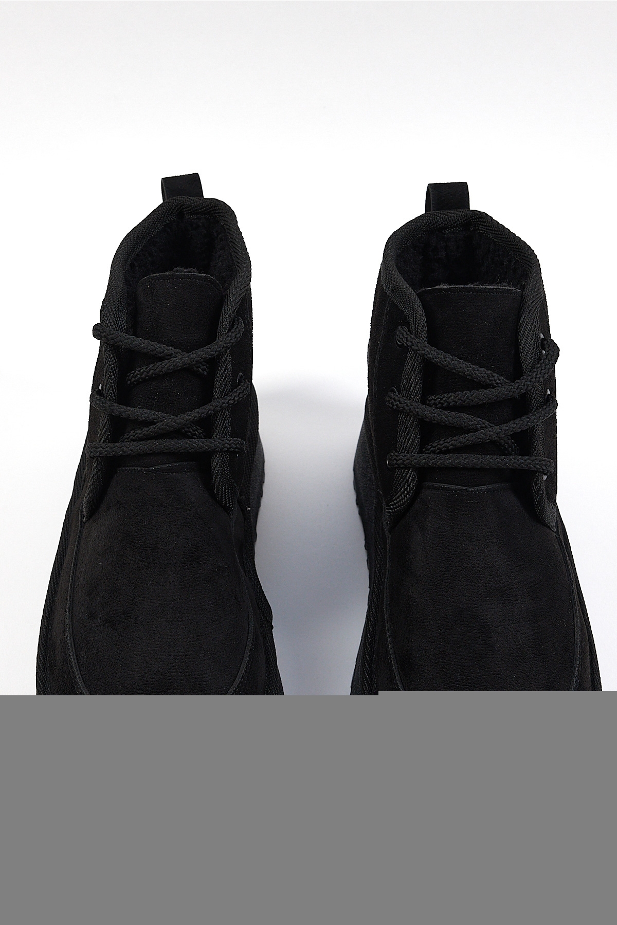 Kadın Siyah Süet Rahat Kalıp Bağcıklı Kürklü Süet Bot - Görsel 5