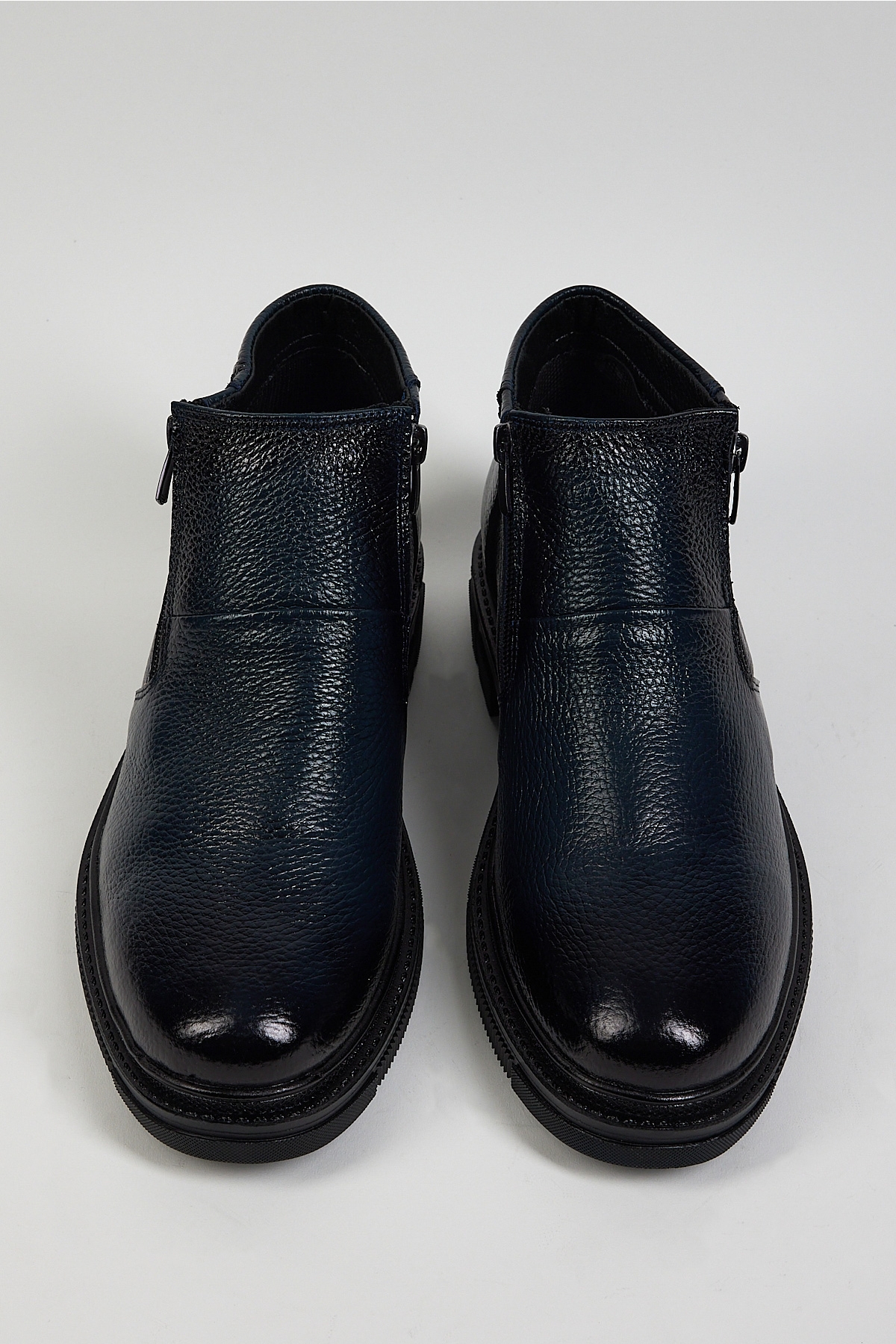 Tonny Black Erkek Lacivert Rahat Kalıp Hakiki Deri Çift Fermuarlı Bot - Görsel 3