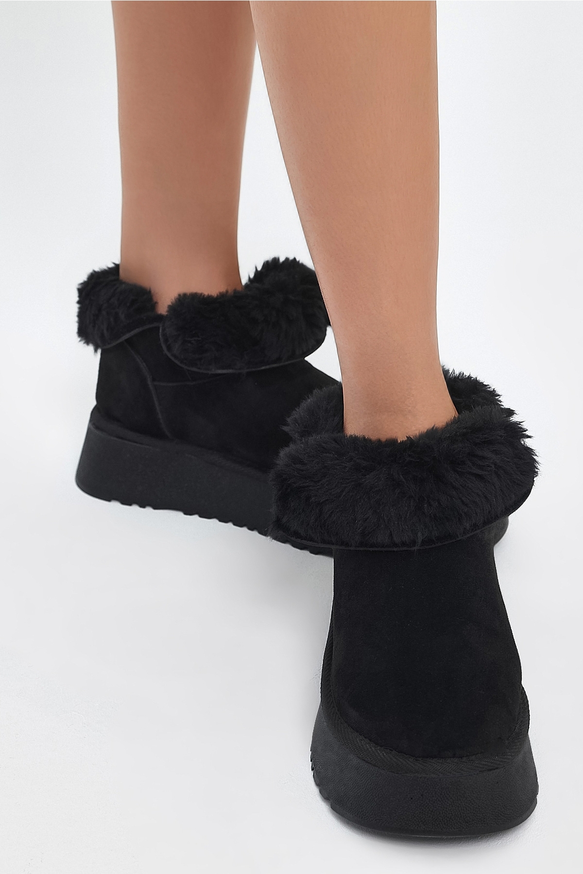 Tonny Black Tonny Black Kadın Siyah Süet Rahat Kalıp Fermuarlı Kürklü Süet Bot | Flo Siyah - 5. görsel