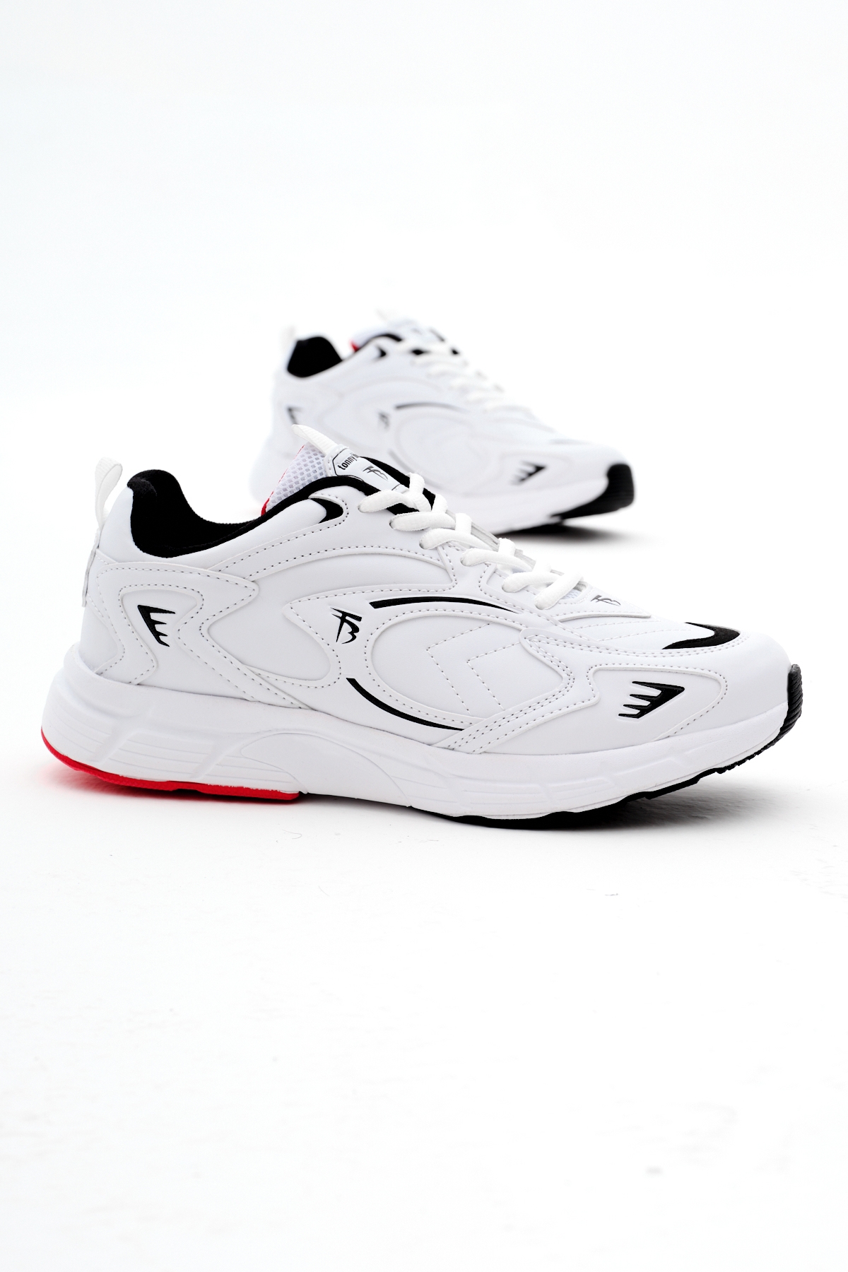 Unisex Beyaz Cilt Rahat Kalıp Yüksek Faylon Taban Bağcıklı Spor Ayakkabı - Görsel 2