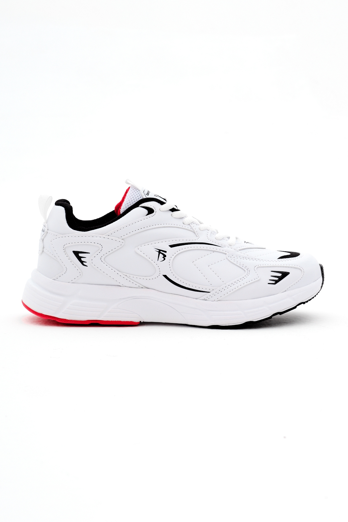 Unisex Beyaz Cilt Rahat Kalıp Yüksek Faylon Taban Bağcıklı Spor Ayakkabı - Görsel 3