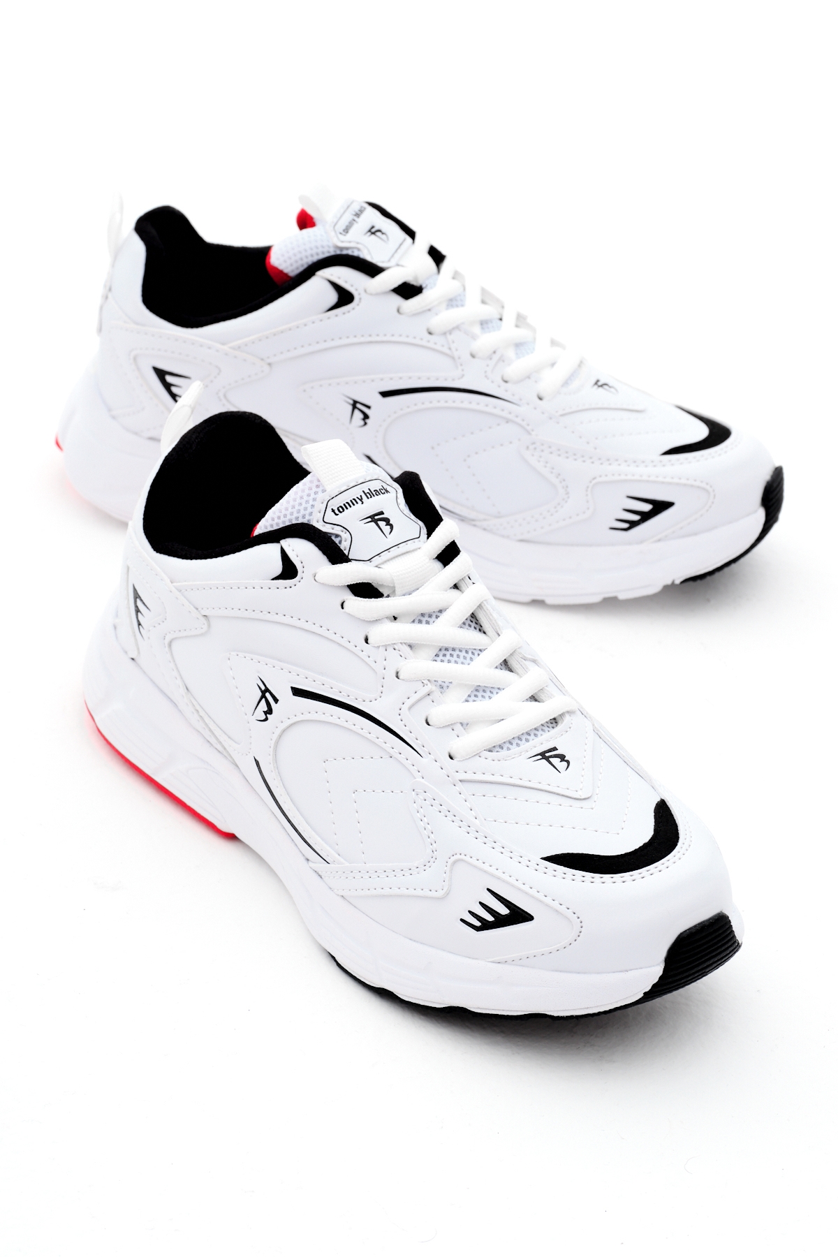 Unisex Beyaz Cilt Rahat Kalıp Yüksek Faylon Taban Bağcıklı Spor Ayakkabı - Görsel 4