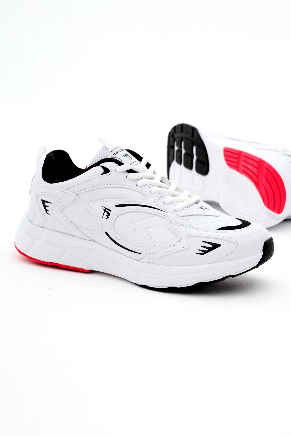 Unisex Beyaz Cilt Rahat Kalıp Yüksek Faylon Taban Bağcıklı Spor Ayakkabı - Görsel 5