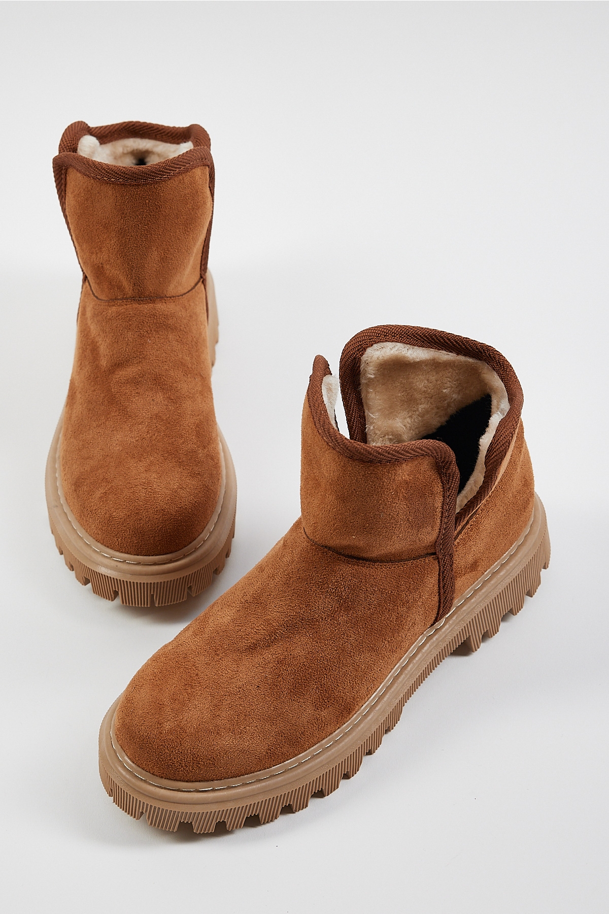 Kadın Taba Süet Rahat Kalıp Kalın Taban İçi Kürklü Bot - Görsel 3
