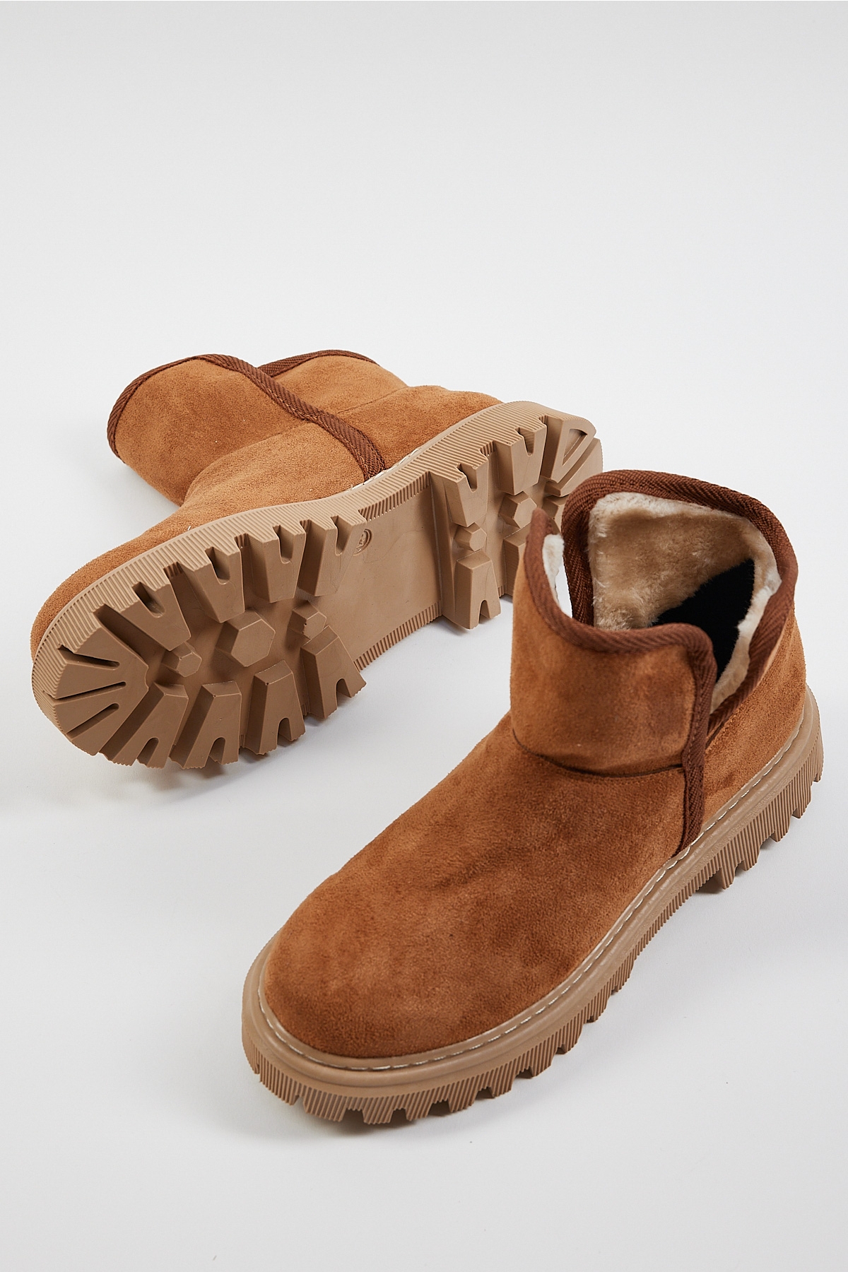 Kadın Taba Süet Rahat Kalıp Kalın Taban İçi Kürklü Bot - Görsel 4