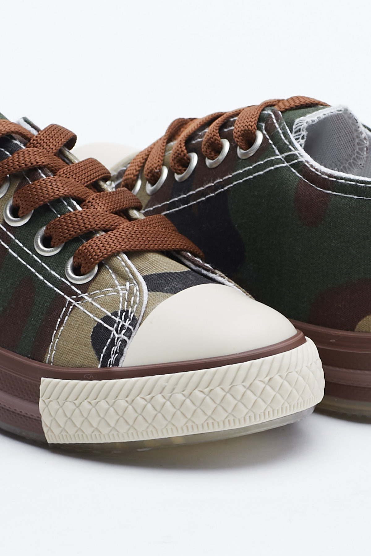 Çocuk Unisex Haki Kamuflaj Rahat Kalıp Işıklı Bağcıklı Spor Ayakkabı - Görsel 3