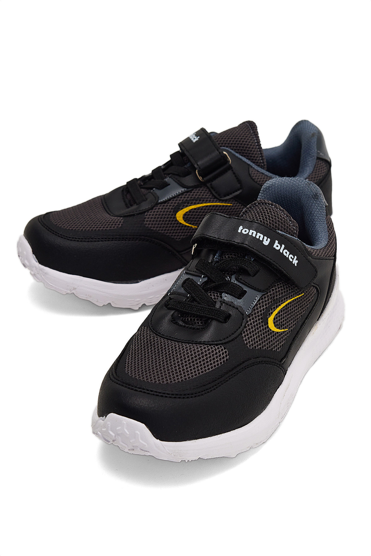 Çocuk Unisex Füme Siyah Faylon Taban Cırtlı Çocuk Ayakkabı - Görsel 4