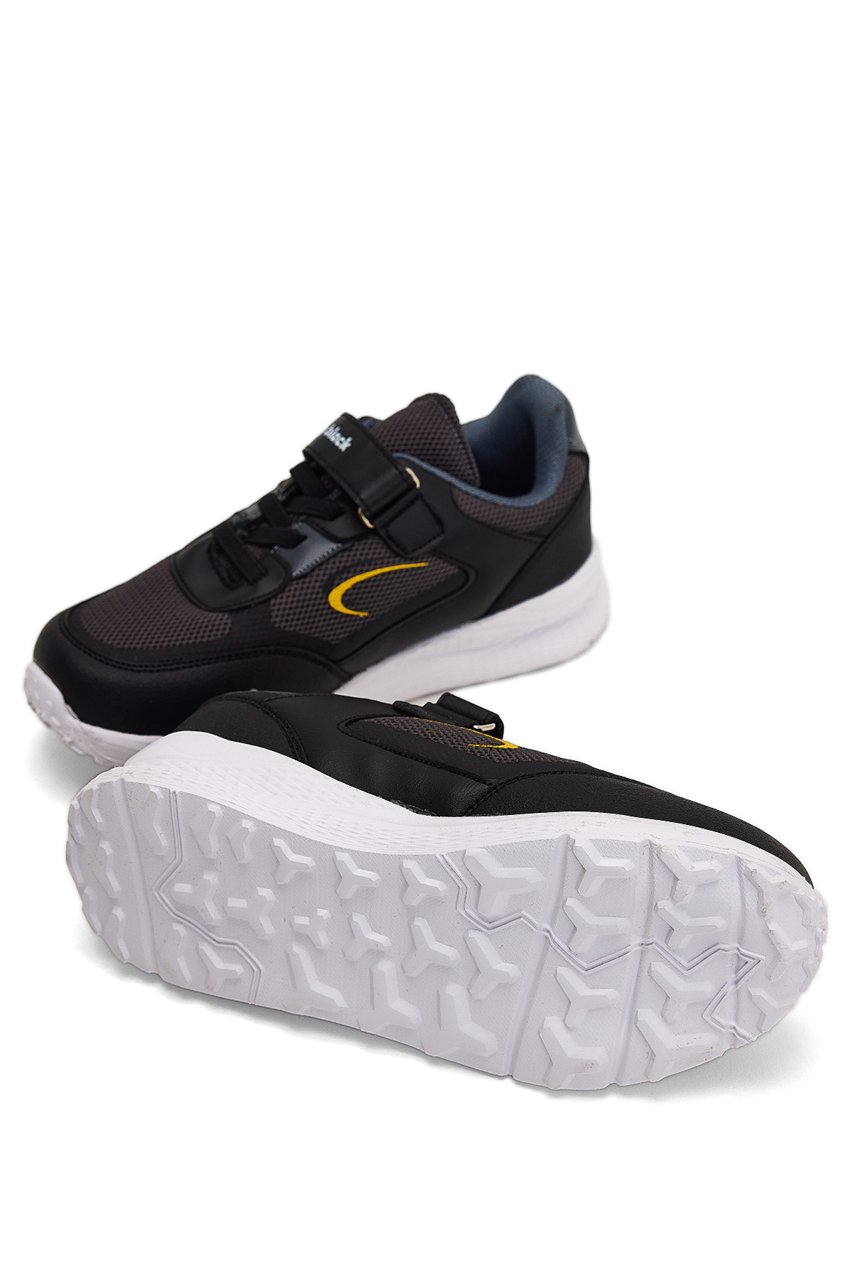 Çocuk Unisex Füme Siyah Faylon Taban Cırtlı Çocuk Ayakkabı - Görsel 5