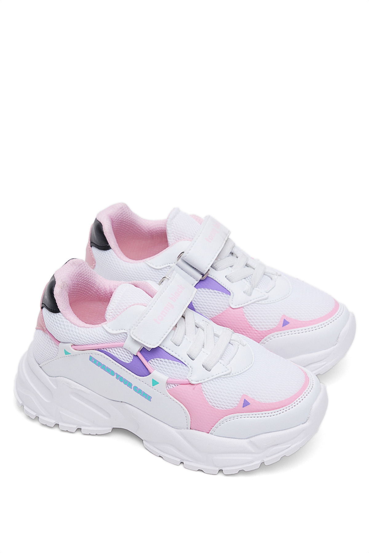 Çocuk Unisex Beyaz Şeker Faylon Taban Rahat Kalıp Cırtlı Çocuk Ayakkabı - Görsel 4