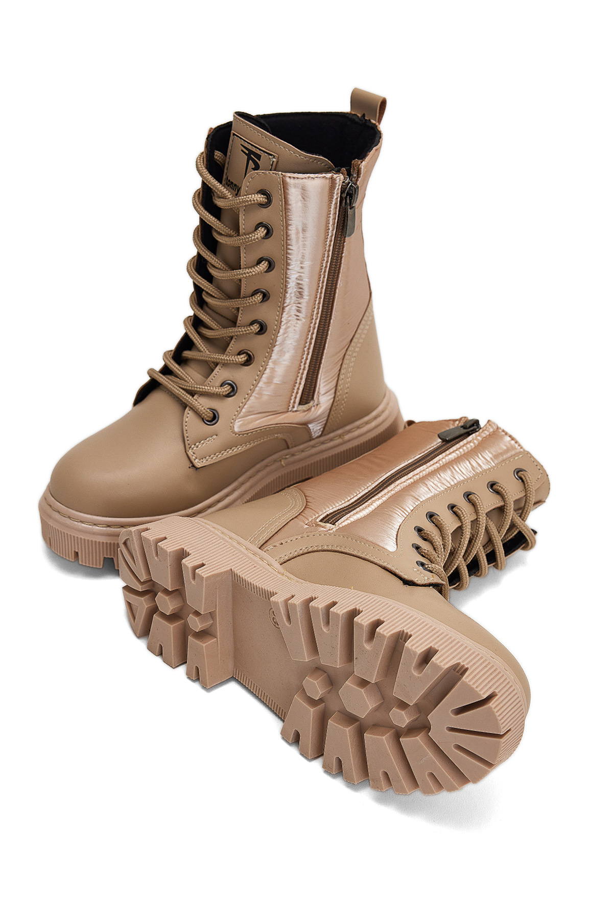 Kız Çocuk Nude Termo Taban Bağcıklı ve Fermuarlı Uzun Bot - Görsel 5