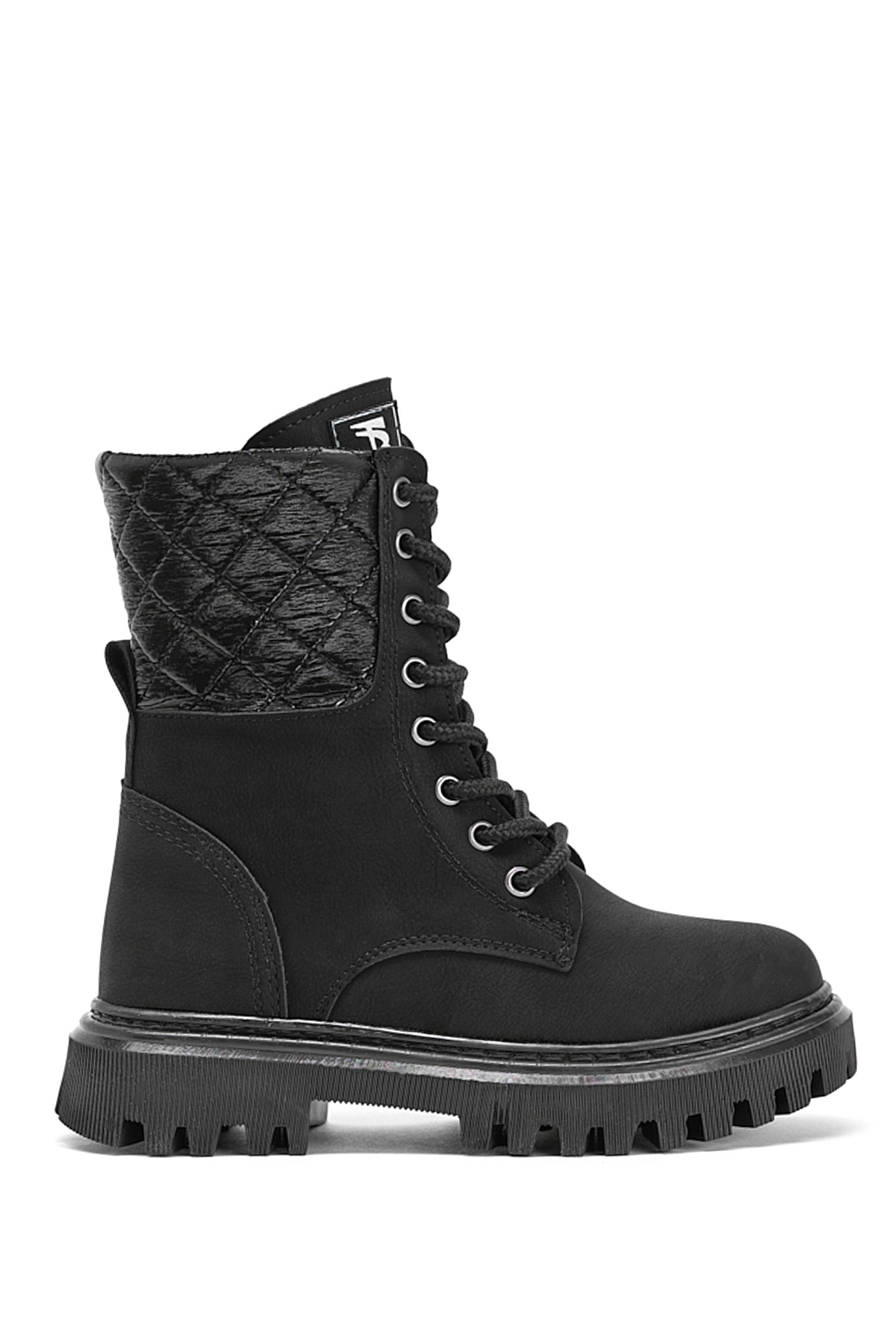 Kız Çocuk Siyah Termo Taban Kapitone Detaylı Bağcıklı ve Fermuarlı Uzun Bot - Görsel 2