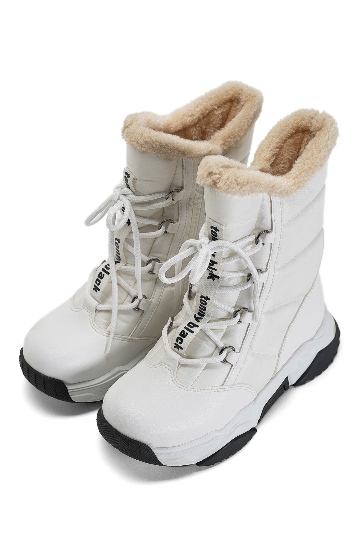 Çocuk Unisex Vizon Termo Taban Önü Bağcıklı Kar Botu - Görsel 3