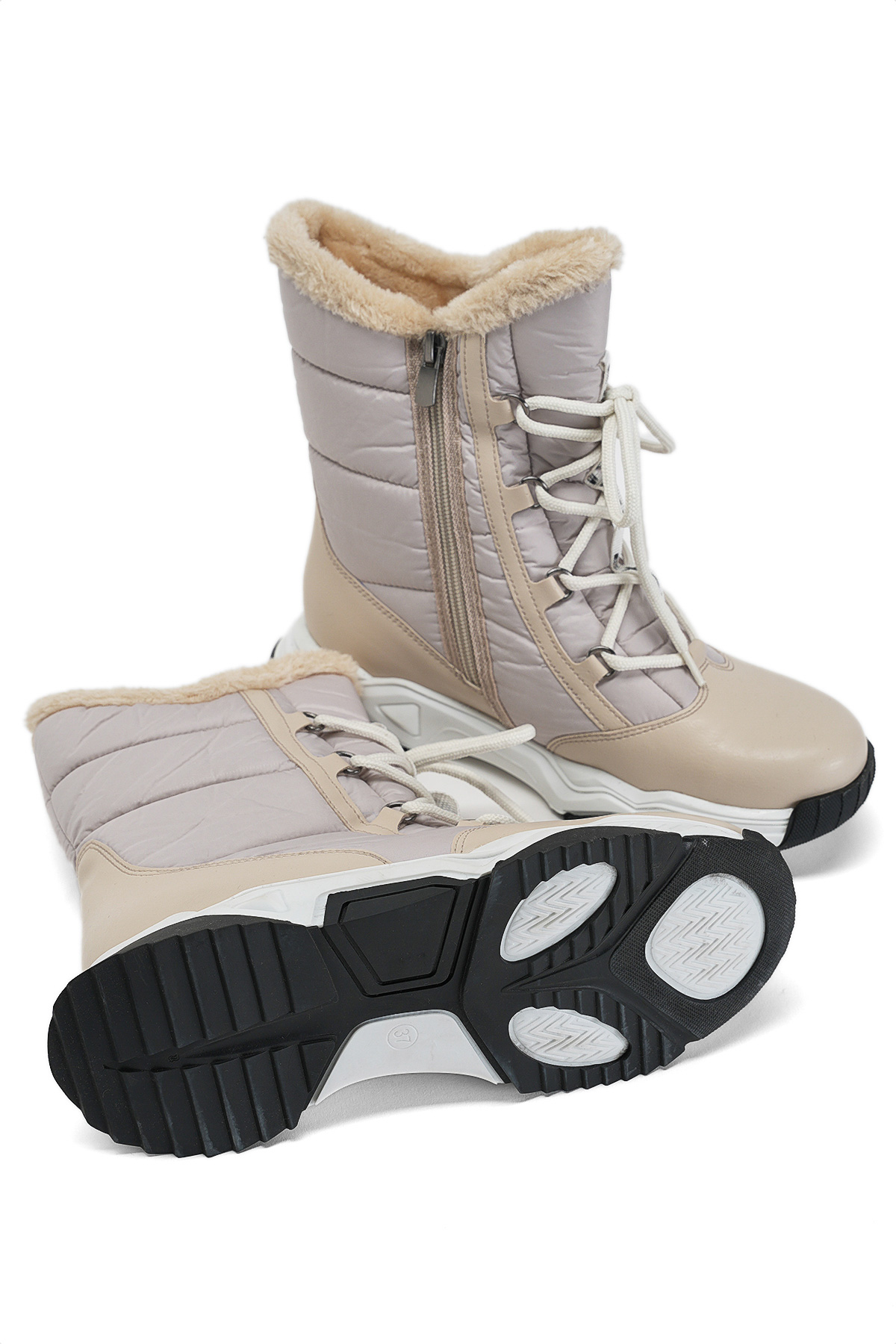 Çocuk Unisex Vizon Termo Taban Önü Bağcıklı Kar Botu - Görsel 5